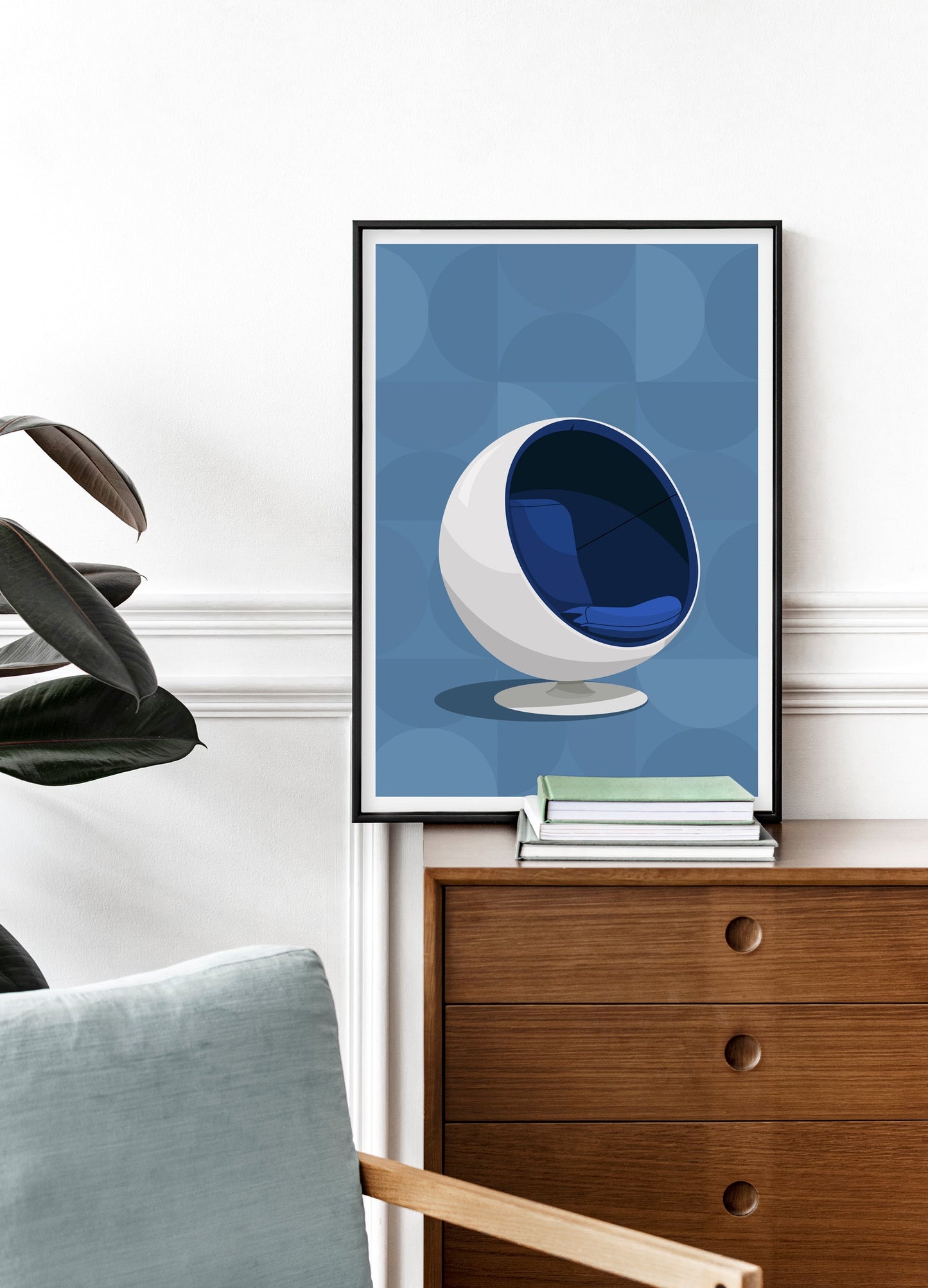 1960s Ball Chair Print - Mid Century Modern Wall Art by Typelab