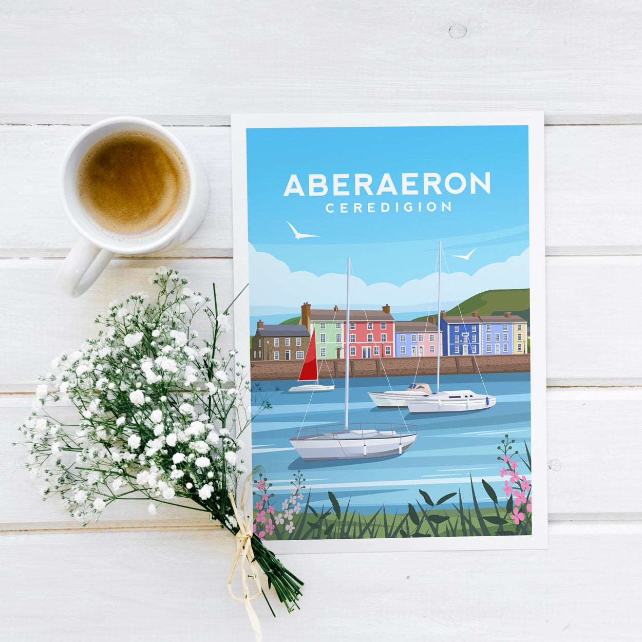 Aberaeron Wales Print, Ceredigion Travel Wall Art Typelab