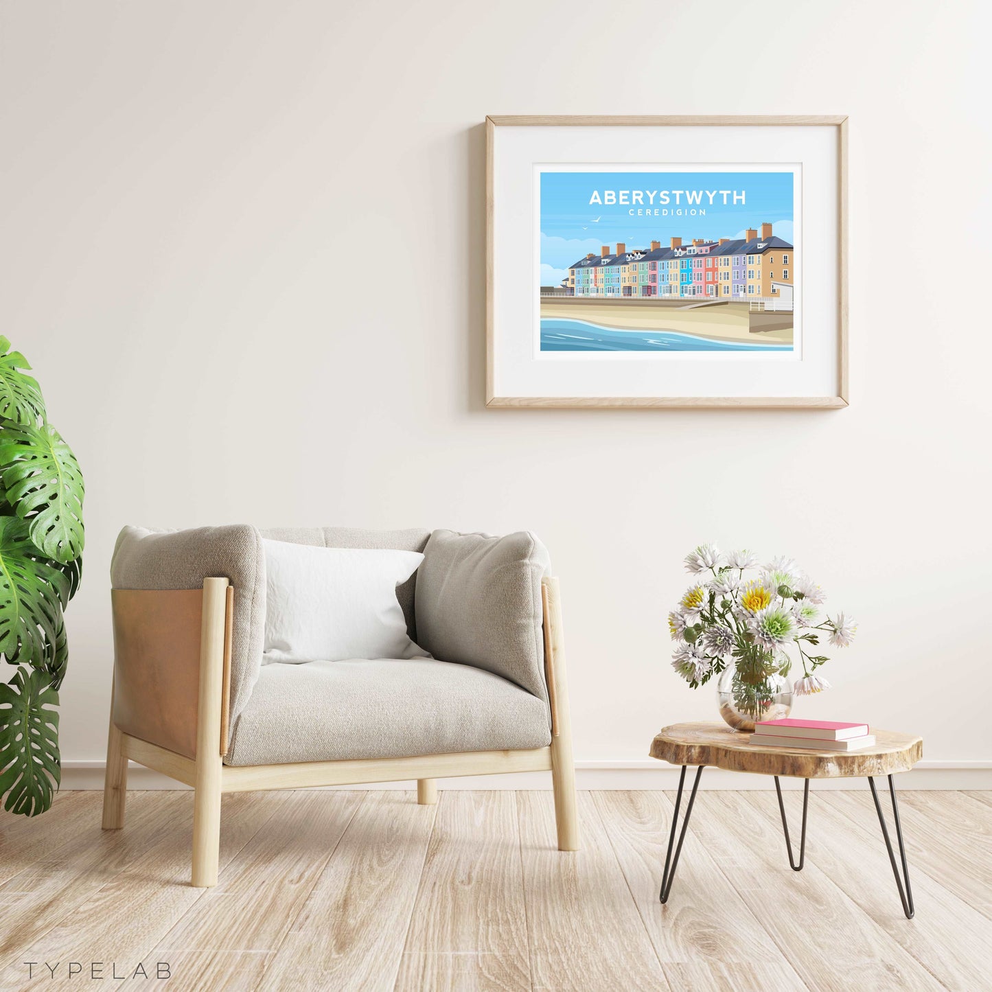 Aberystwyth, Ceredigion Wales Landscape Print Typelab