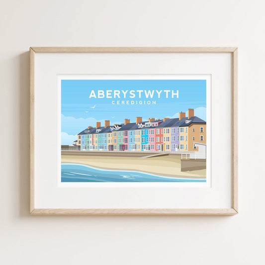 Aberystwyth, Ceredigion Wales Landscape Print Typelab