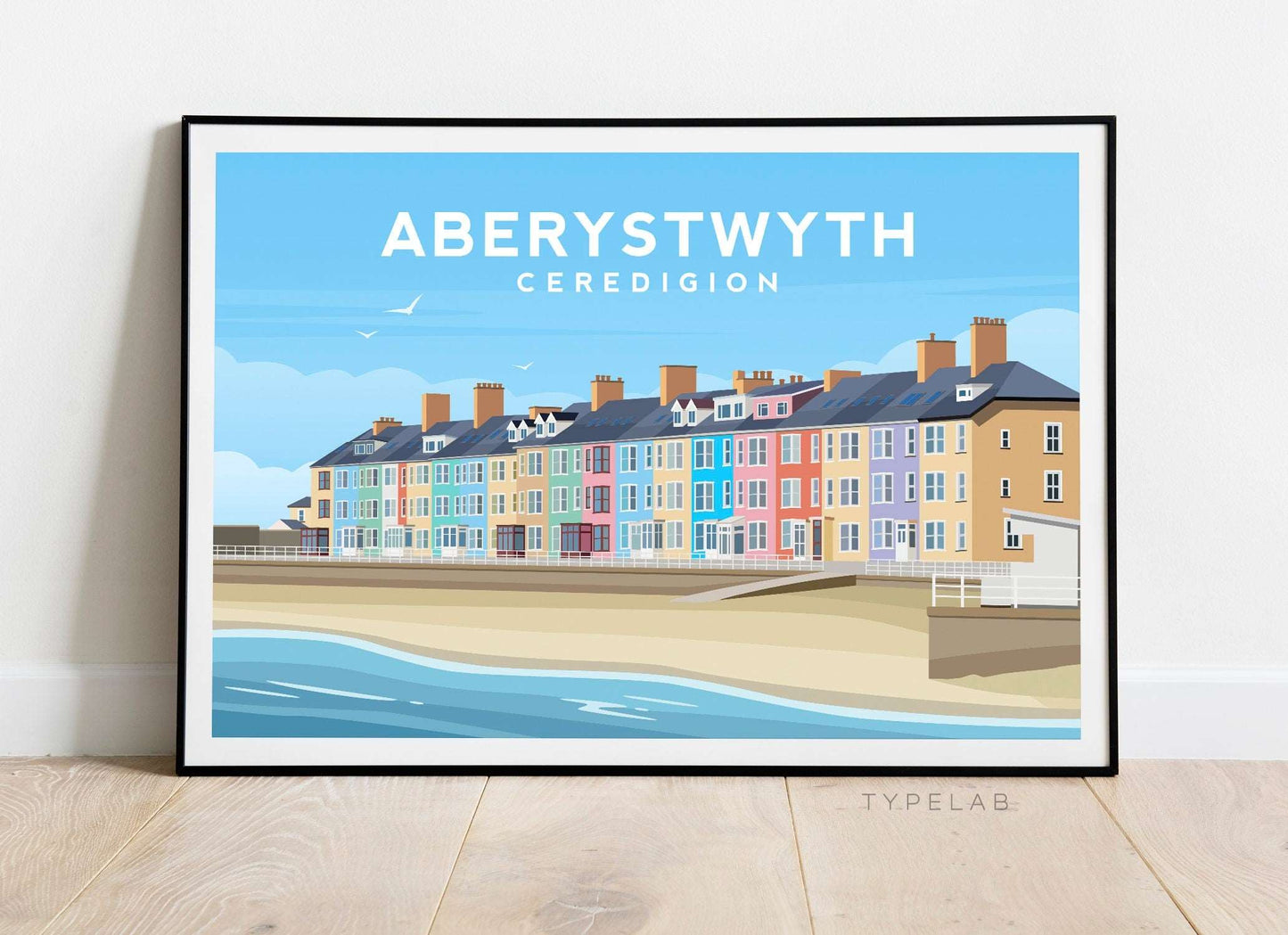 Aberystwyth, Ceredigion Wales Landscape Print Typelab
