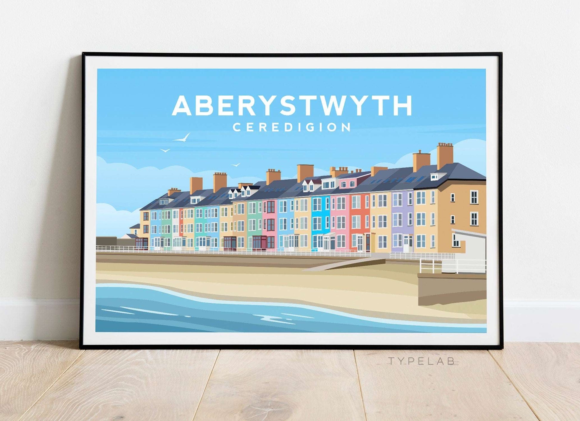 Aberystwyth, Ceredigion Wales Landscape Print Typelab