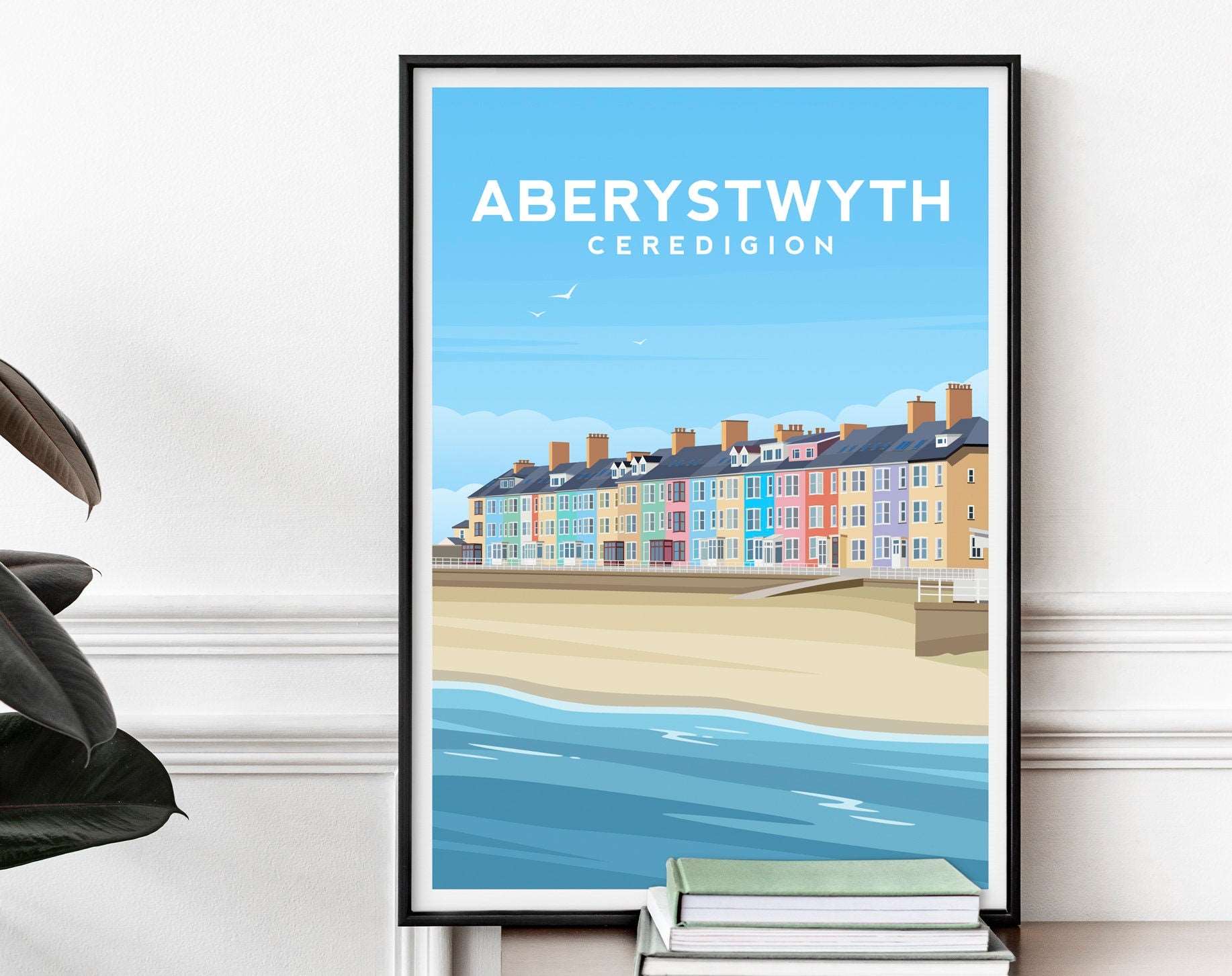 Aberystwyth, Ceredigion Wales Travel Print Typelab