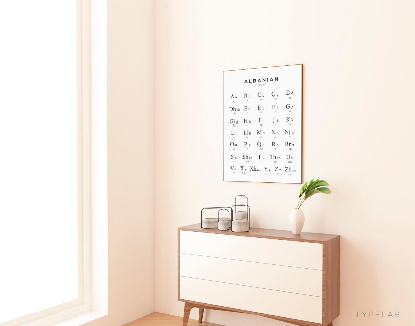 Albanian Alphabet Print, Language Learning Wall Art Typelab