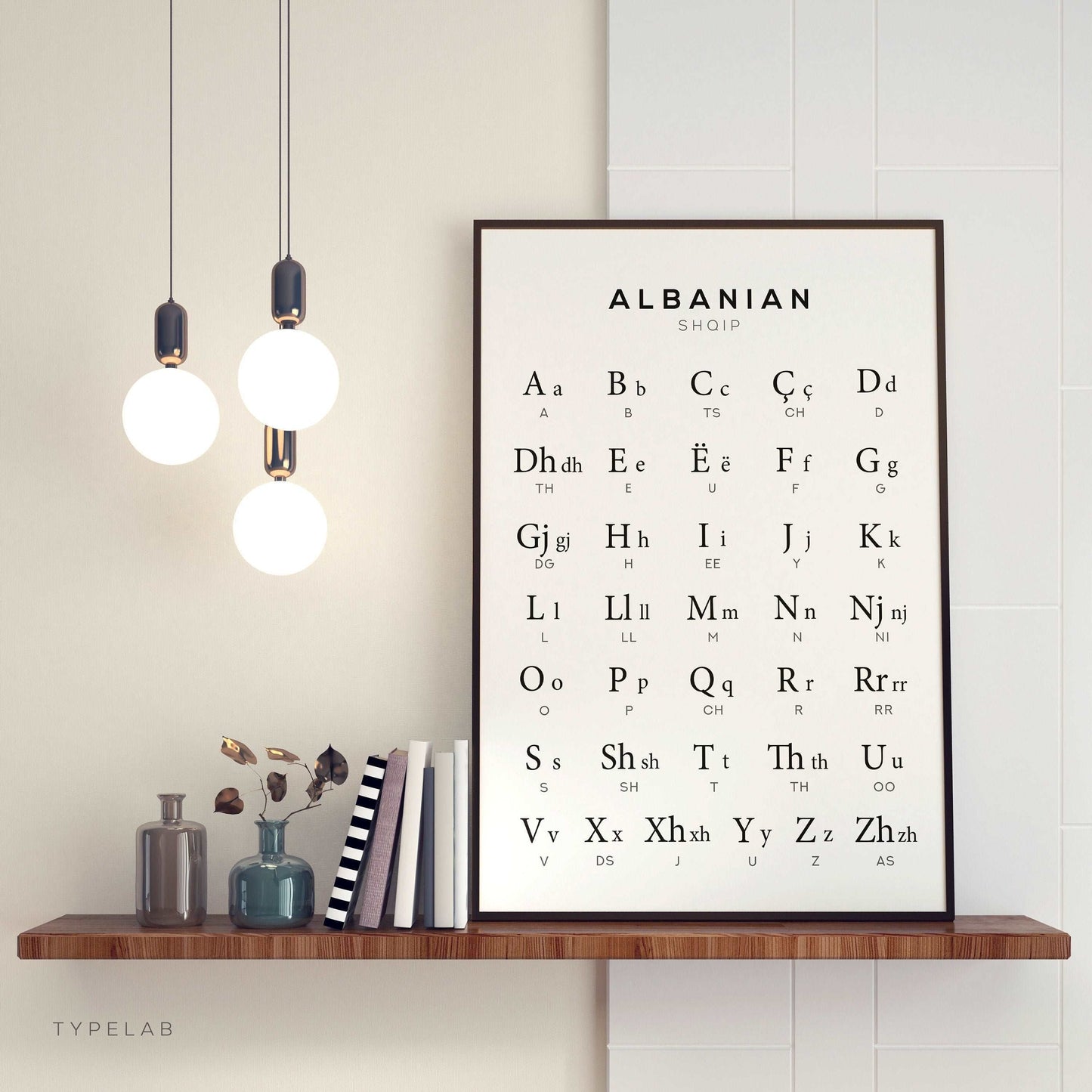 Albanian Alphabet Print, Language Learning Wall Art Typelab