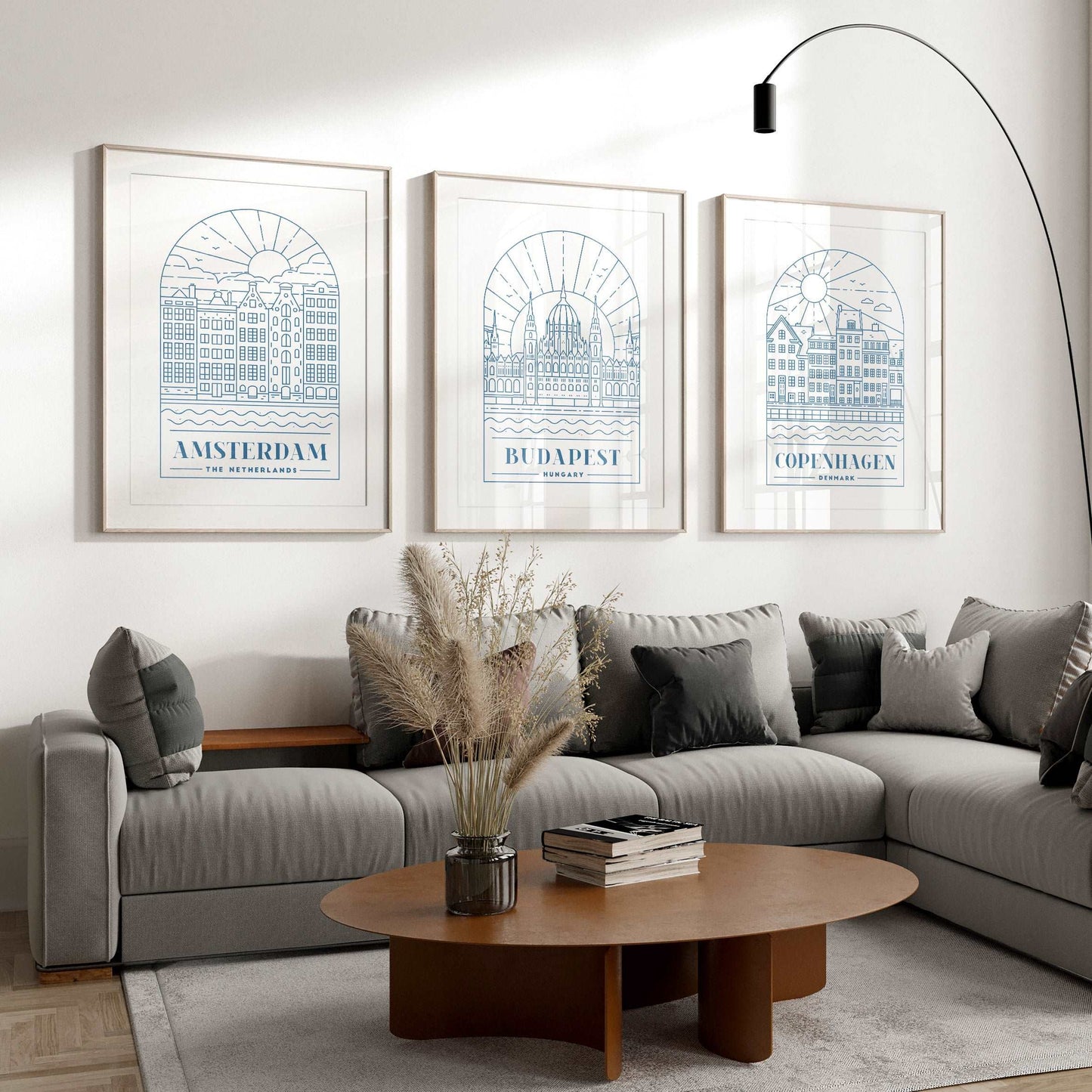 Amsterdam Print, The Netherlands Wall Art - Blue Monoline Typelab