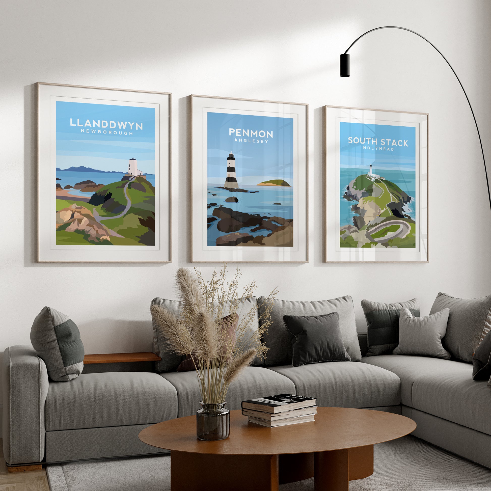 Set of 3 Anglesey Wales Prints - Travel Wall Art by Typelab