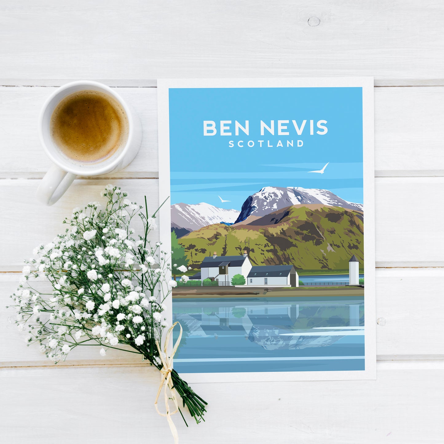 Ben Nevis Art Print | Scottish Mountain Travel Wall Art by Typelab