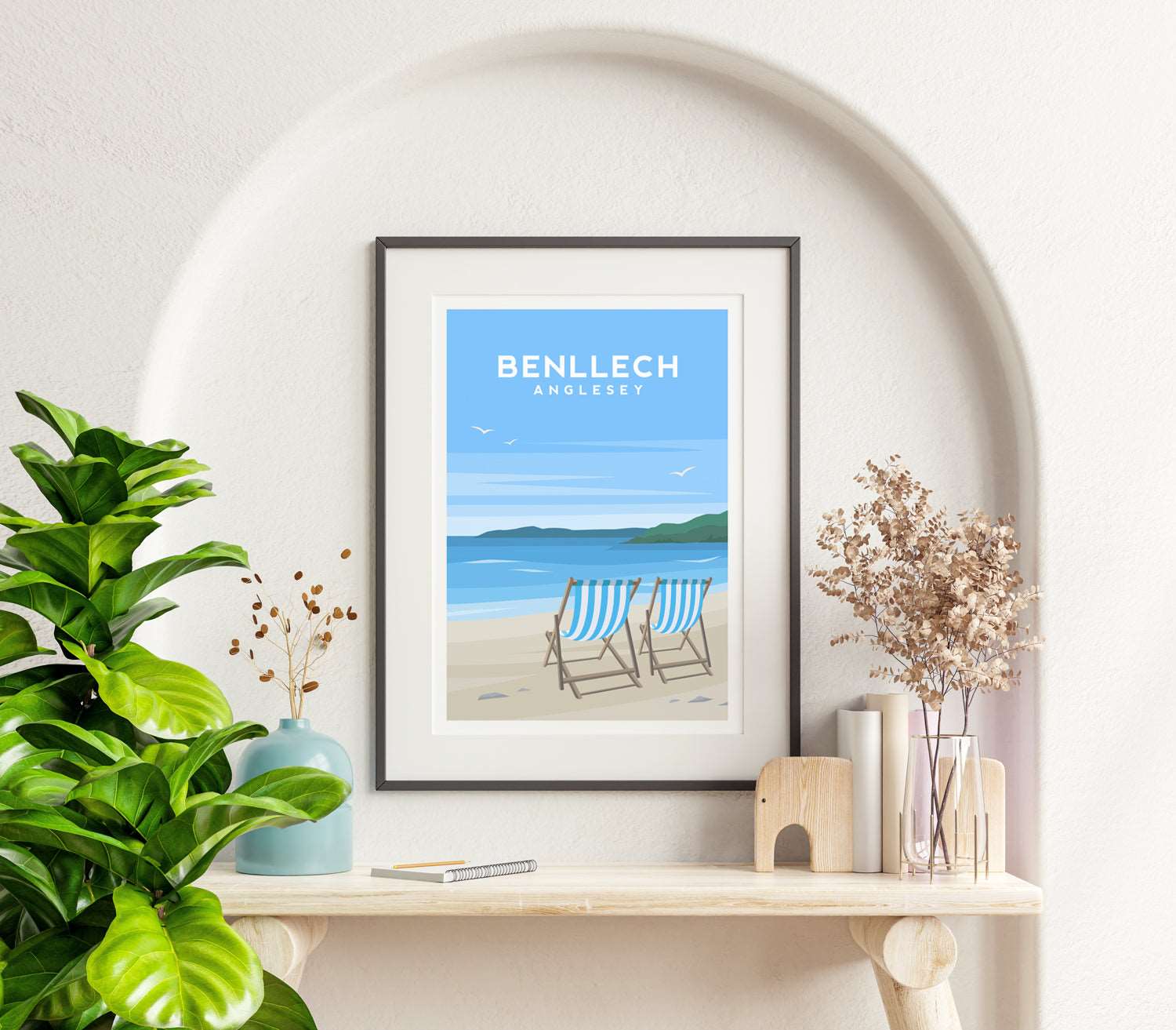 Benllech Anglesey Print, Wales Beach Travel Wall Art Typelab