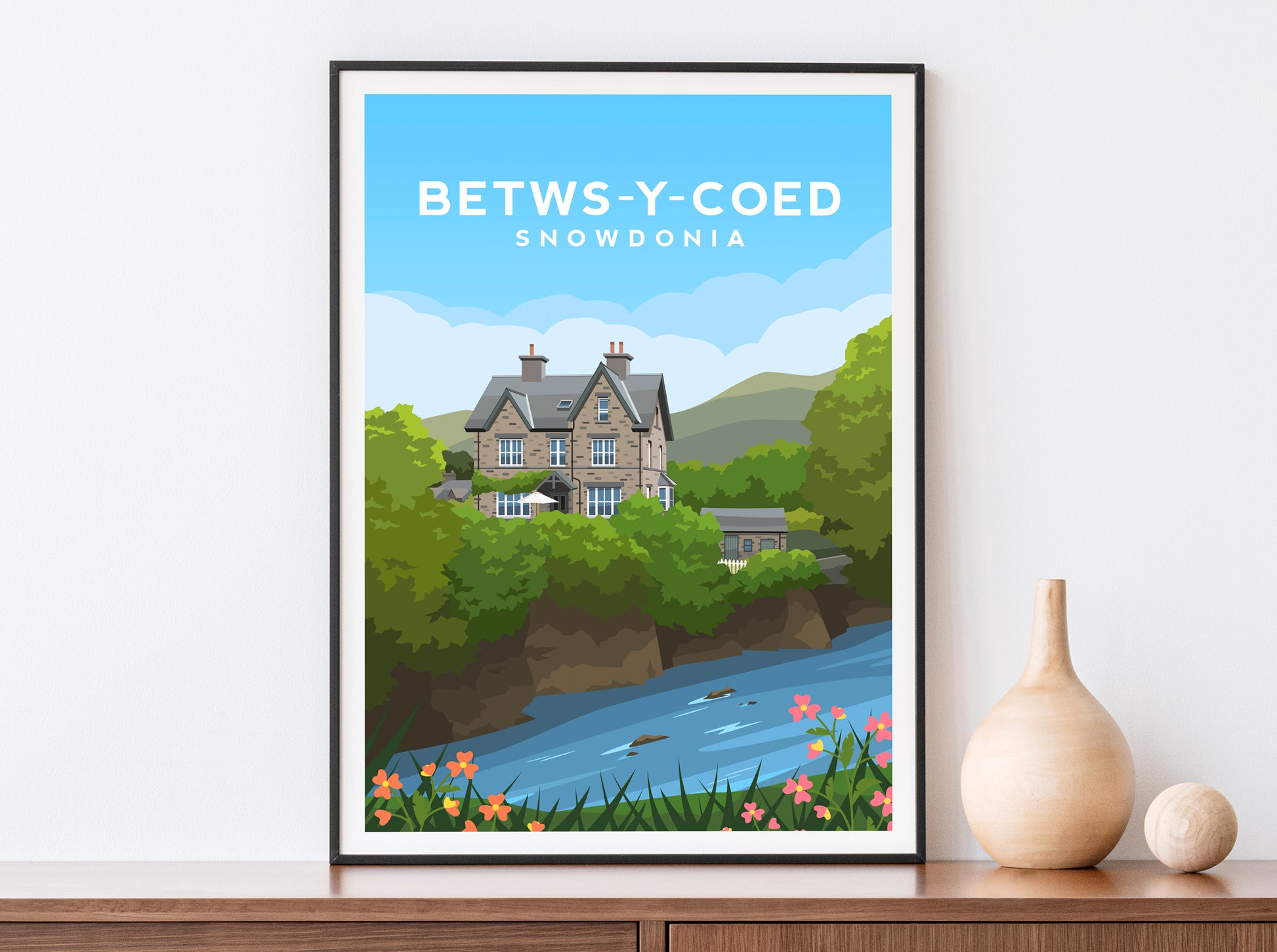 Set of 4 Conwy Wales Prints | Betws Y Coed - Llanrwst - Llandudno Wall Art - Typelab