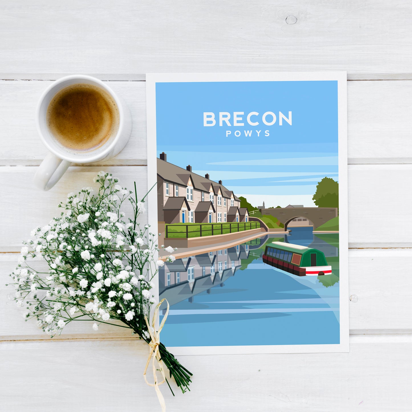 Brecon, Powys Wales Travel Print Typelab