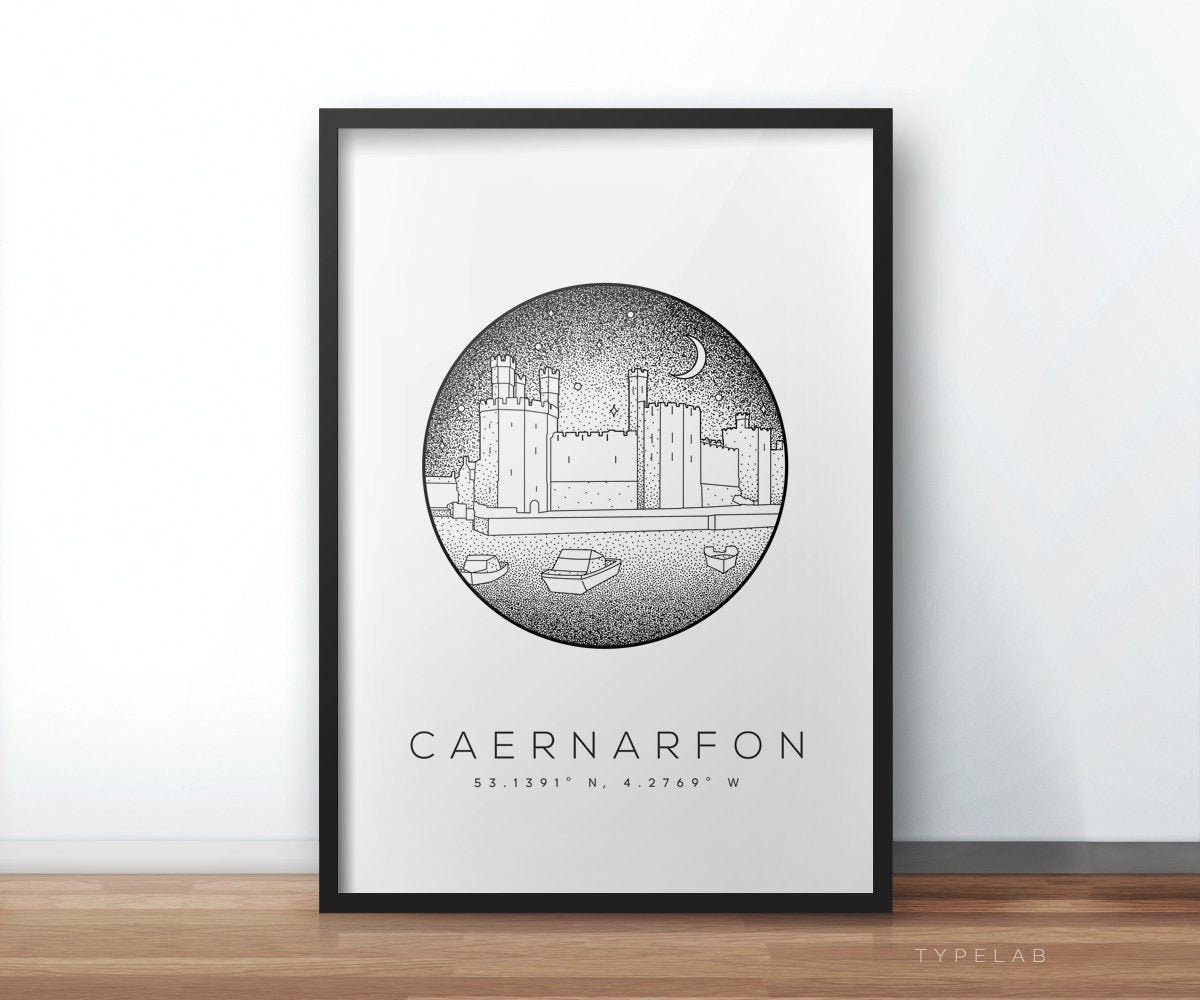 Caernarfon Castle, Wales Dotwork Print Typelab