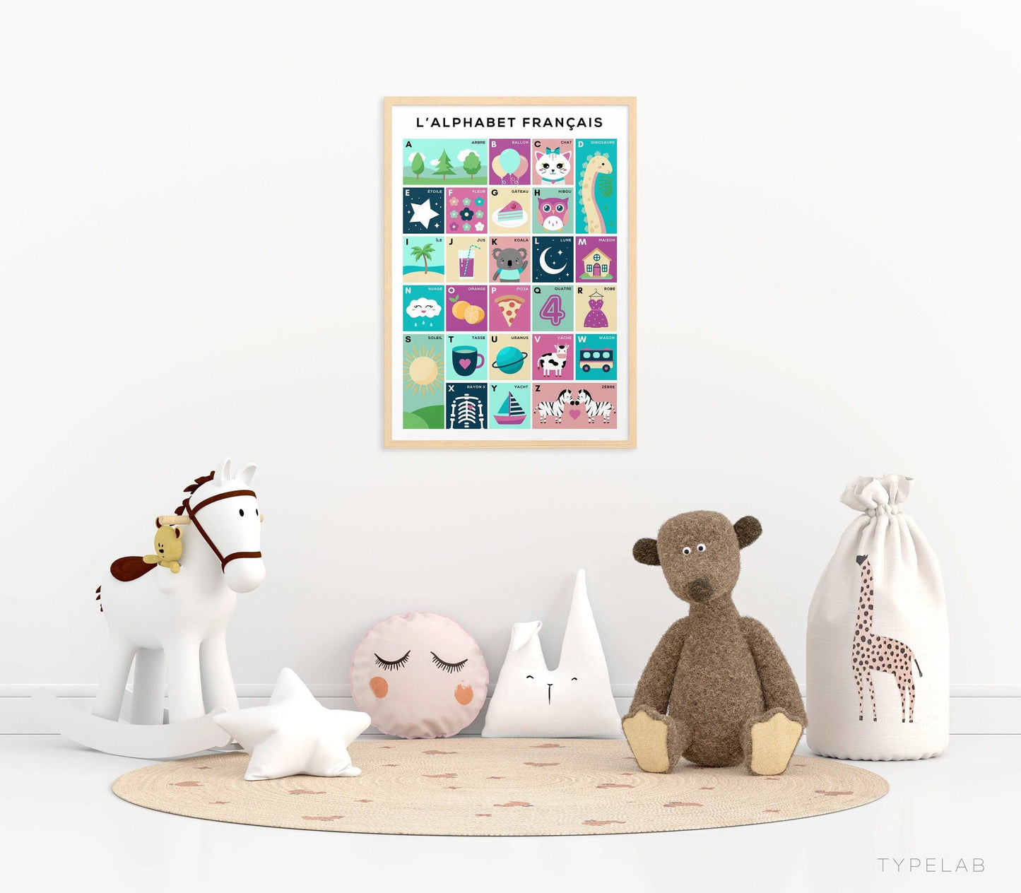Children's French Alphabet Nursery Print Typelab