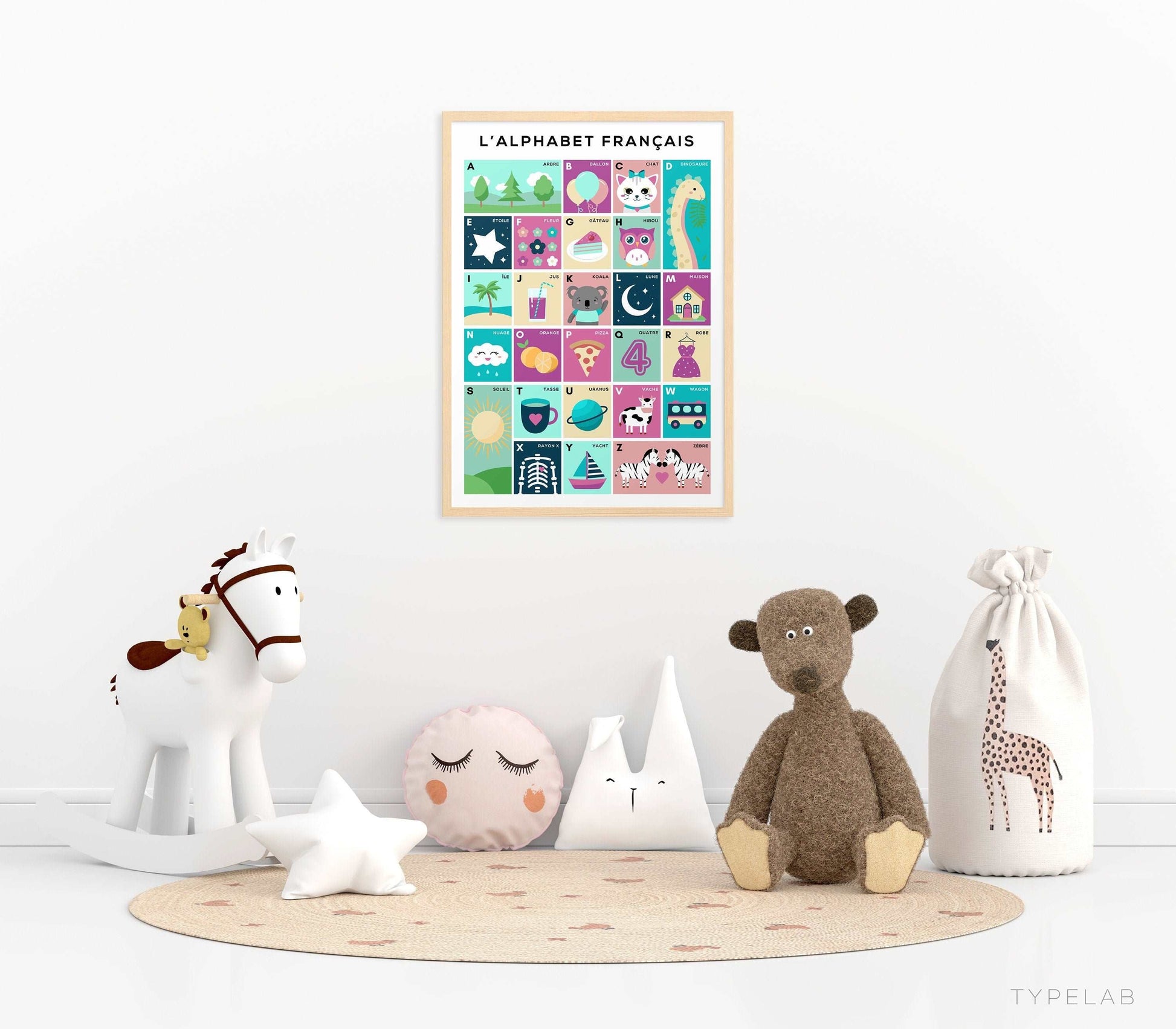 Children's French Alphabet Nursery Print Typelab