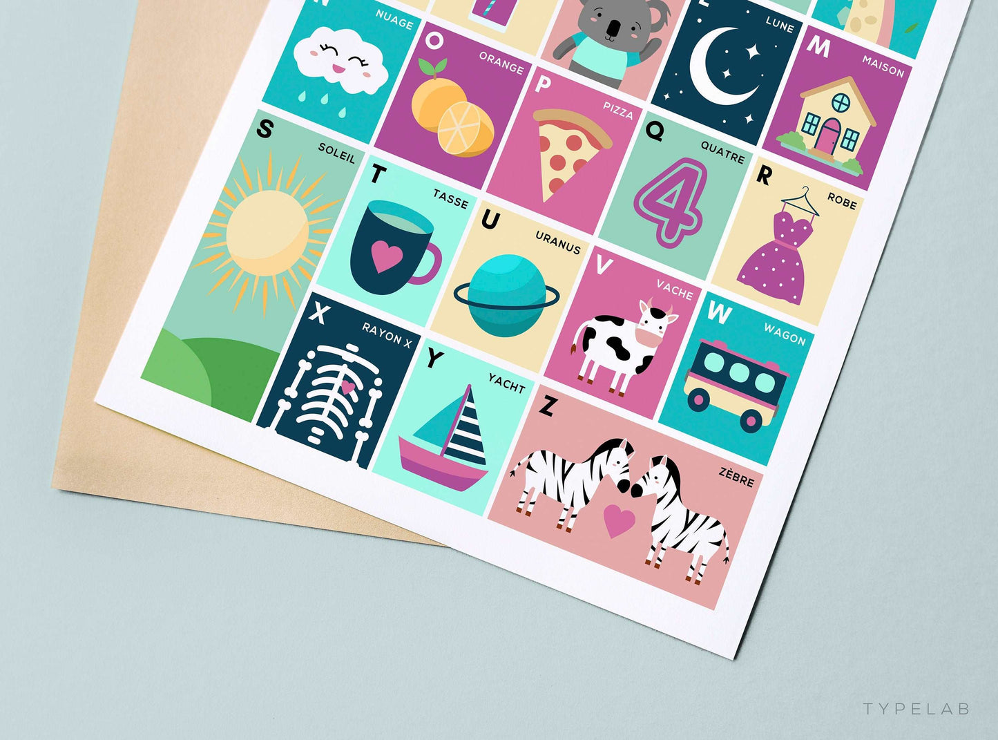 Children's French Alphabet Nursery Print Typelab