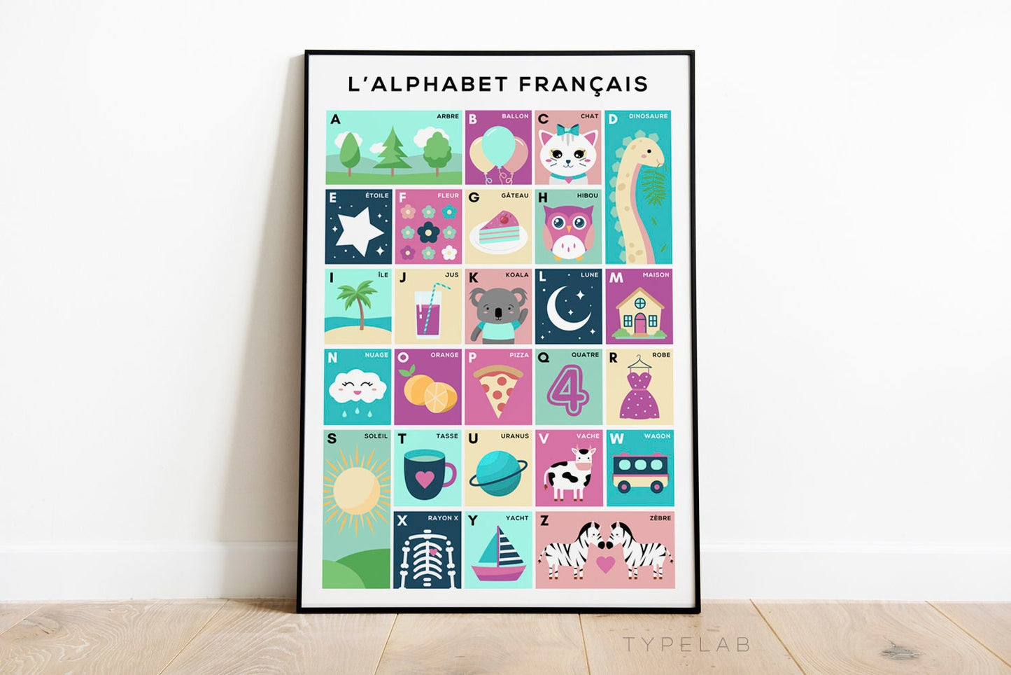 Children's French Alphabet Nursery Print Typelab