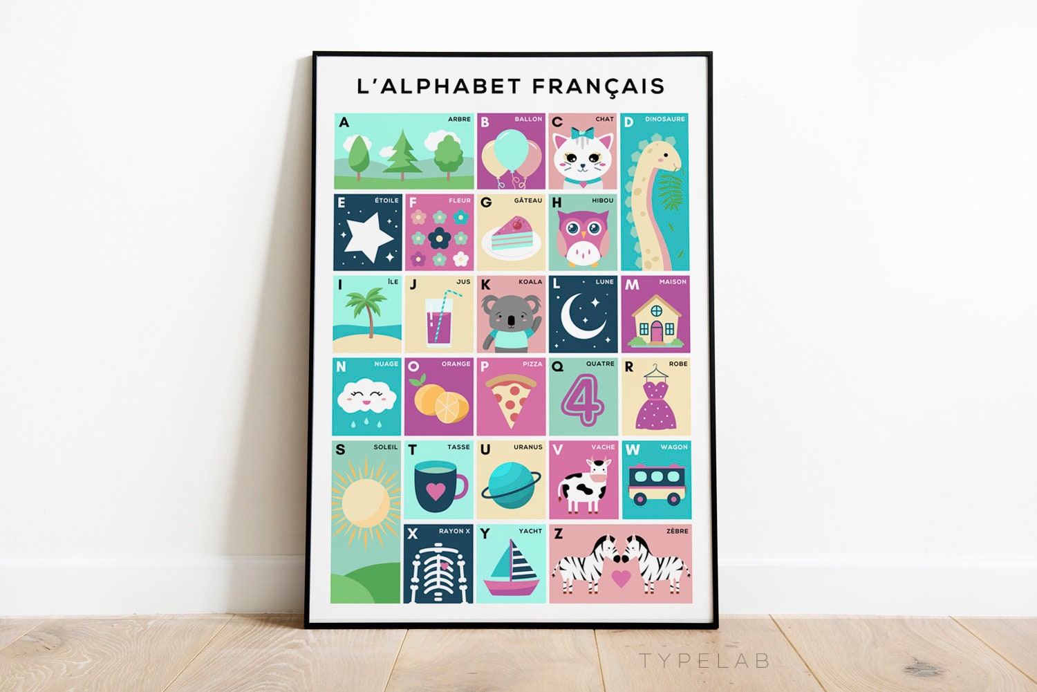Children's French Alphabet Nursery Print Typelab