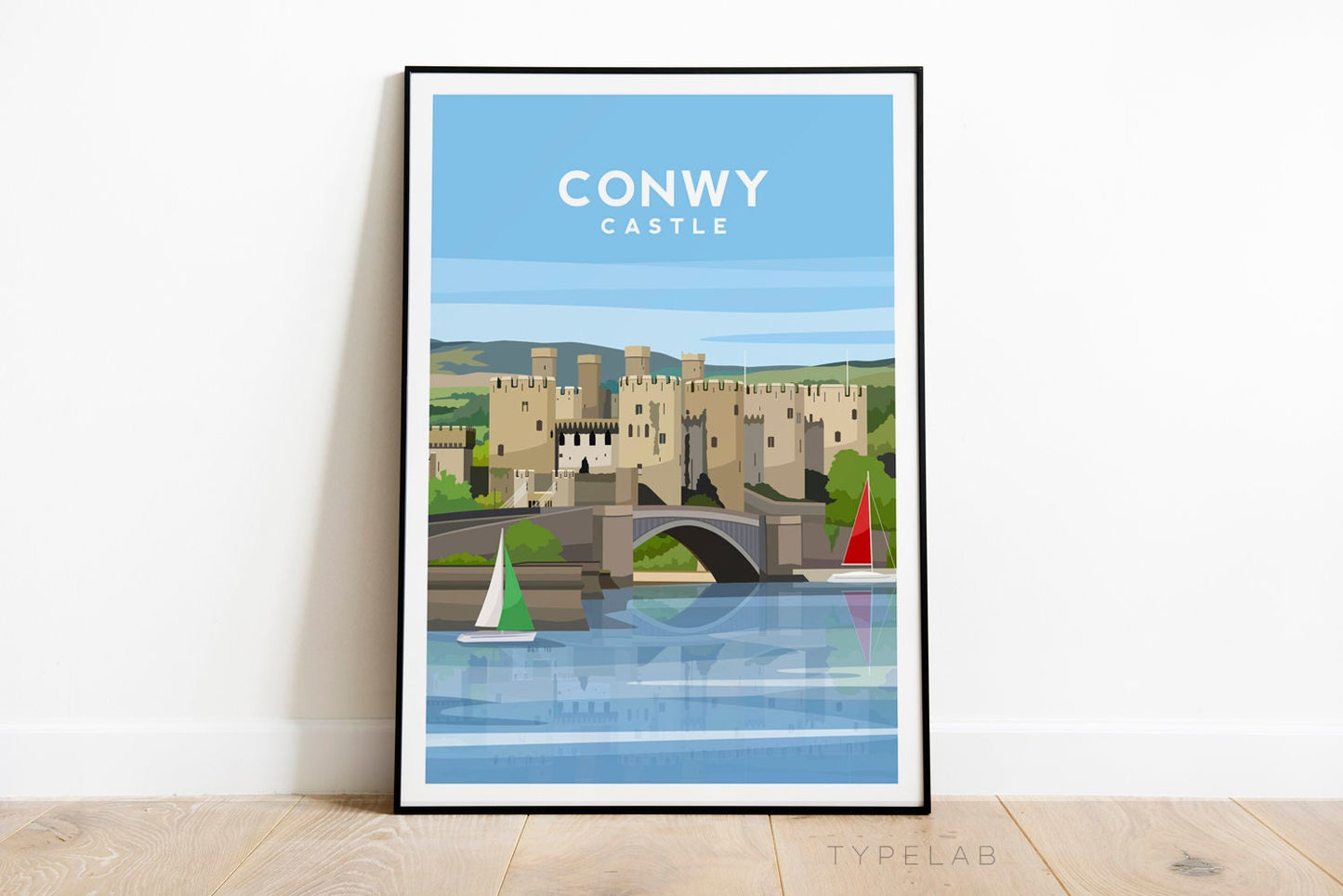 Conwy Castle, North Wales Travel Print Typelab