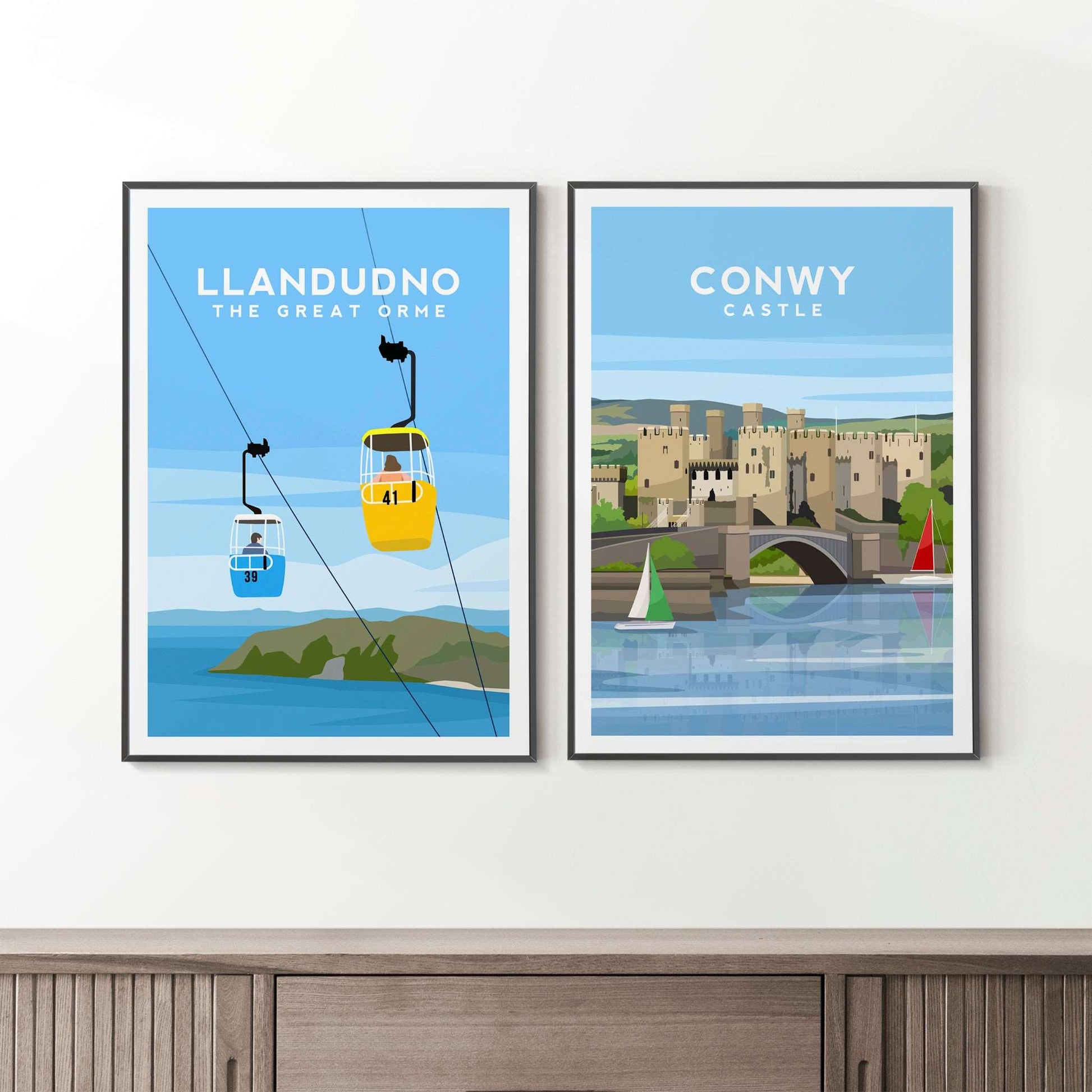 Conwy and Llandudno, Wales - Set of 2 Prints Typelab