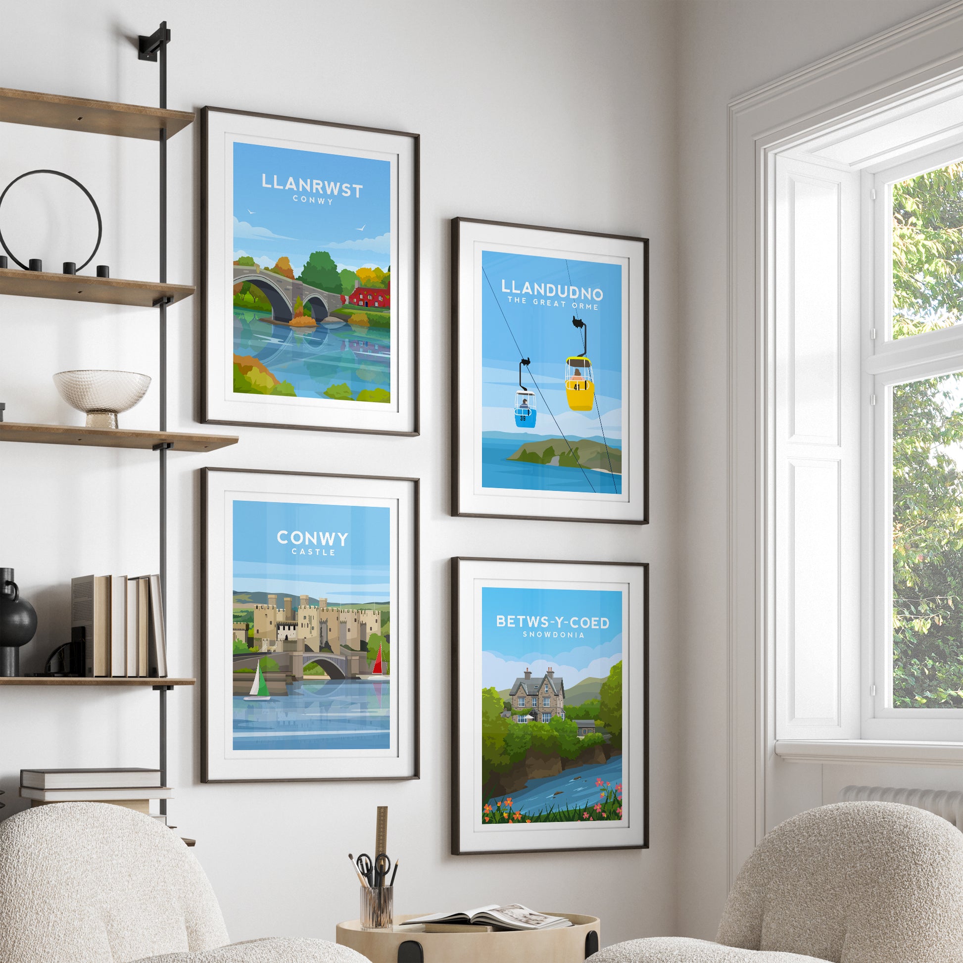 Set of 4 Conwy Wales Prints | Betws Y Coed - Llanrwst - Llandudno Wall Art - Typelab