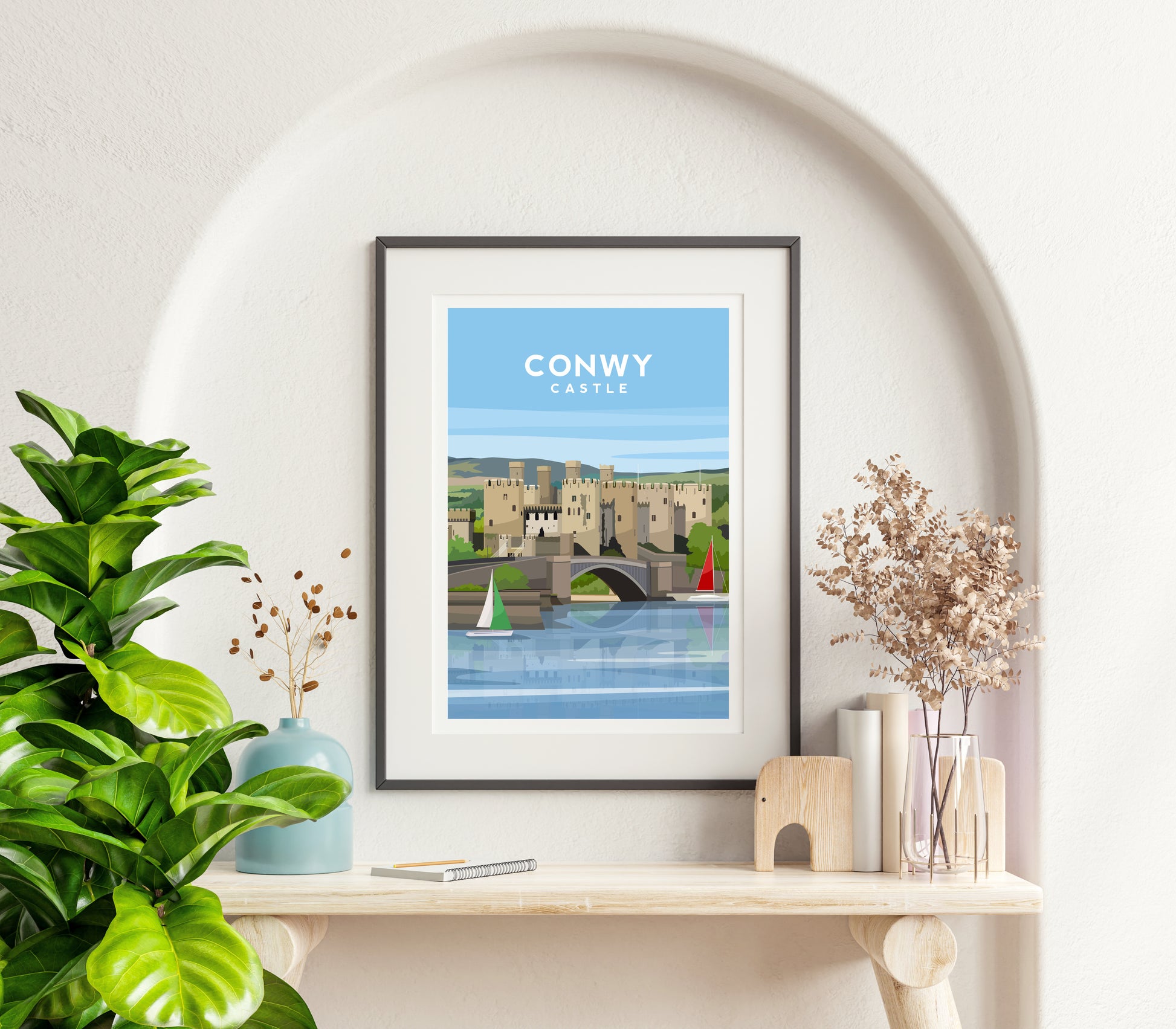Set of 4 Conwy Wales Prints | Betws Y Coed - Llanrwst - Llandudno Wall Art - Typelab