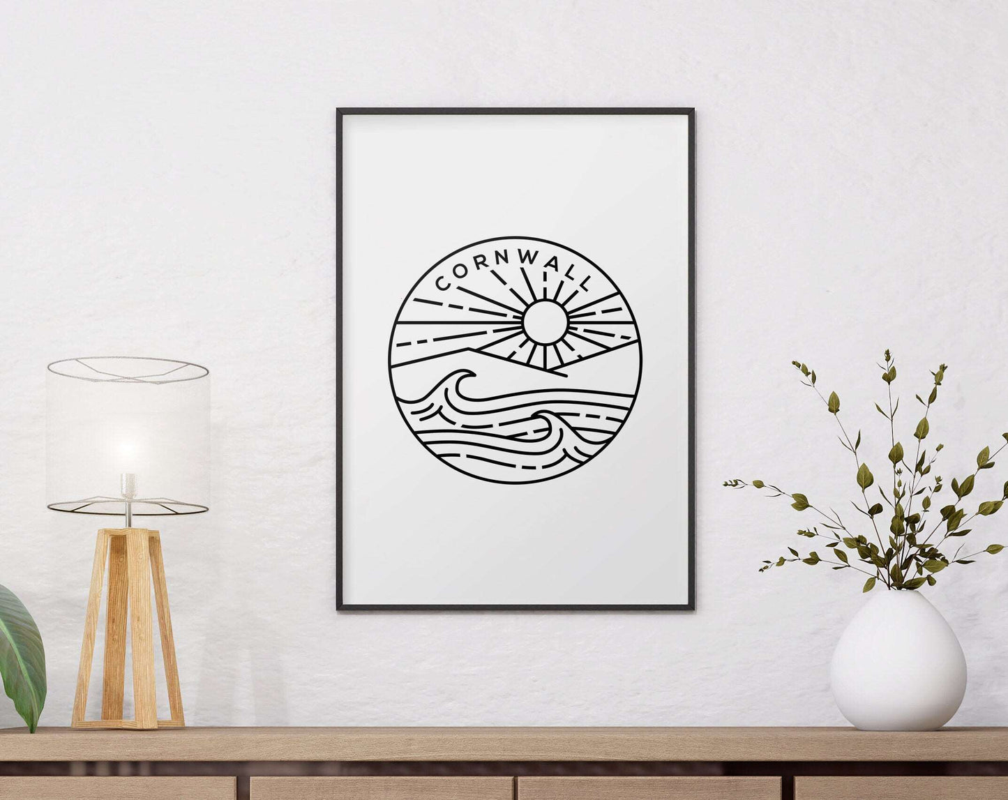 Cornwall, England Circle Emblem Print Typelab