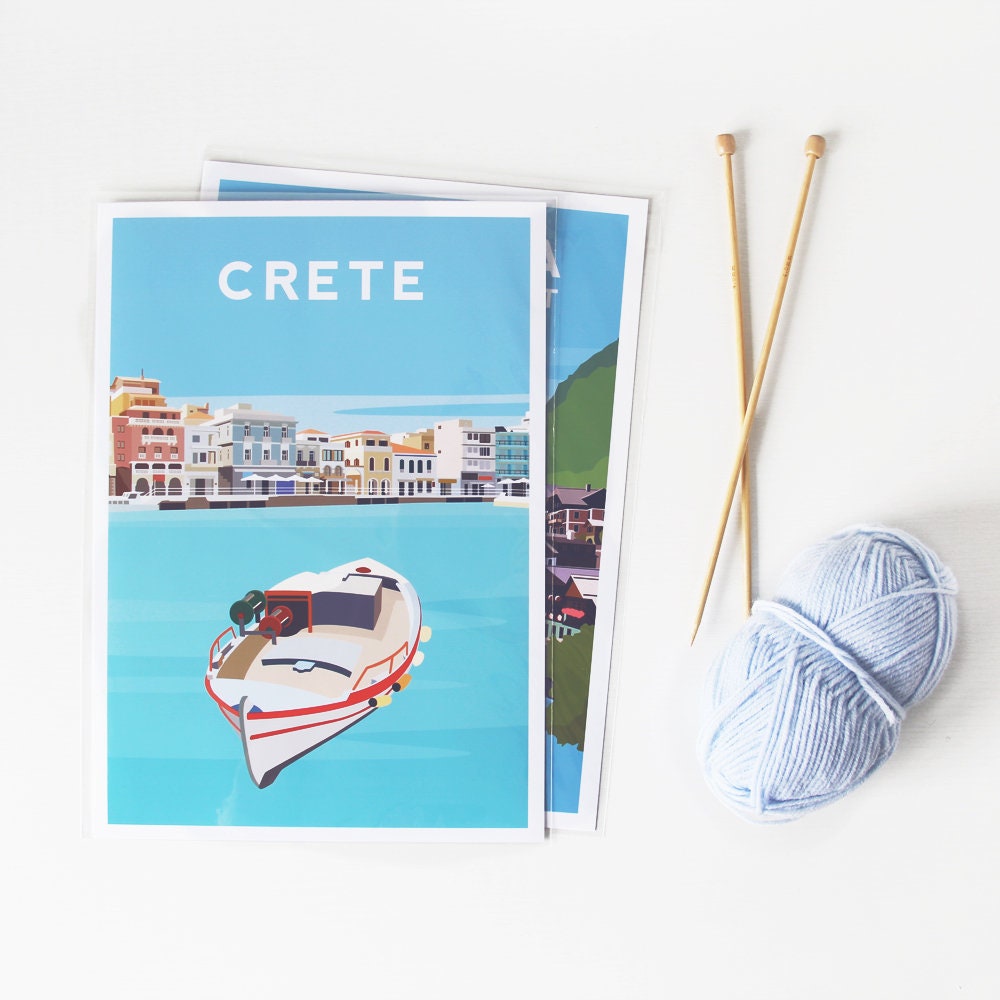 Crete Print, Agios Nikolaos Greece Travel Wall Art Typelab