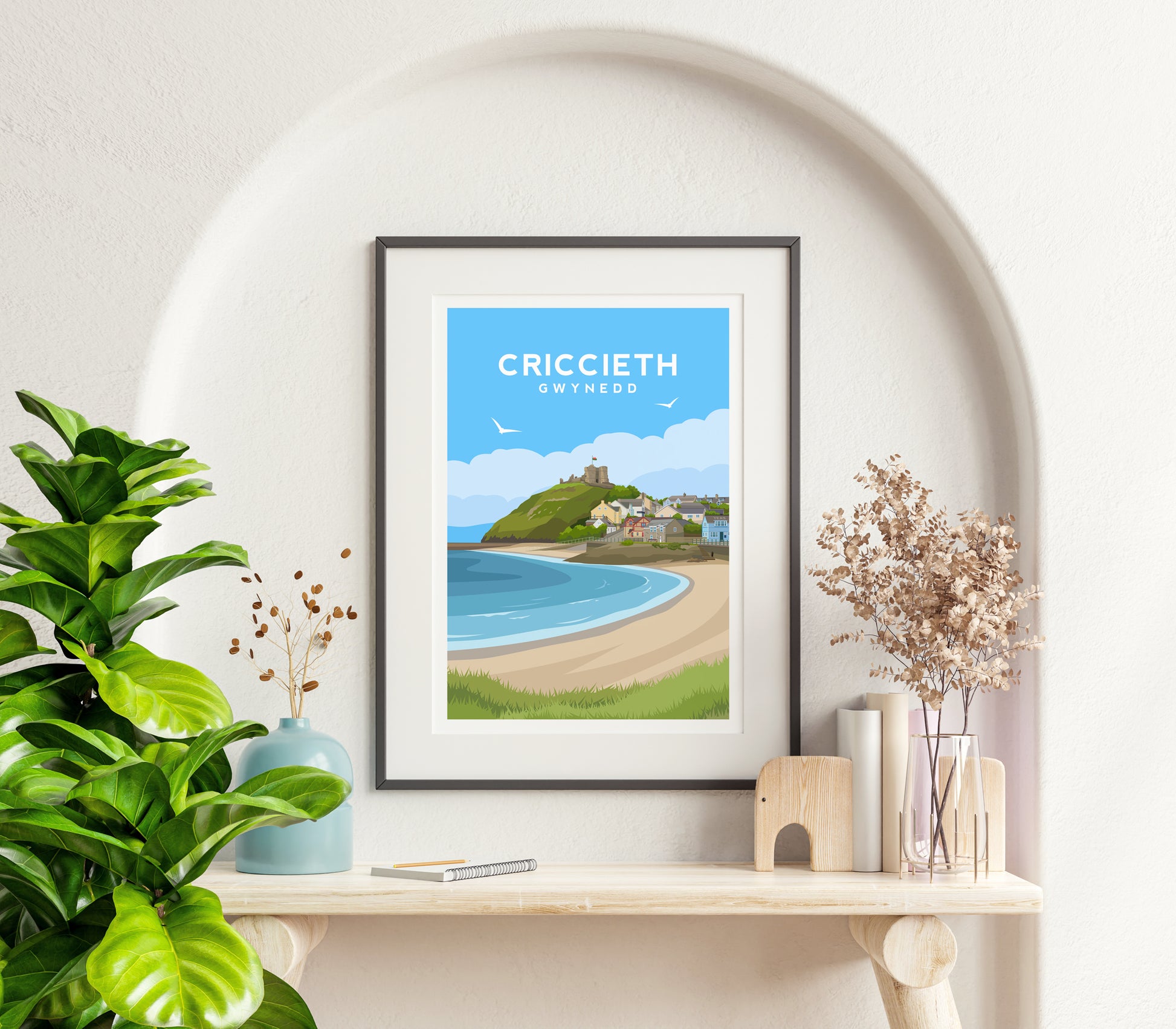 Criccieth Print - Gwynedd Wales Wall Art by Typelab
