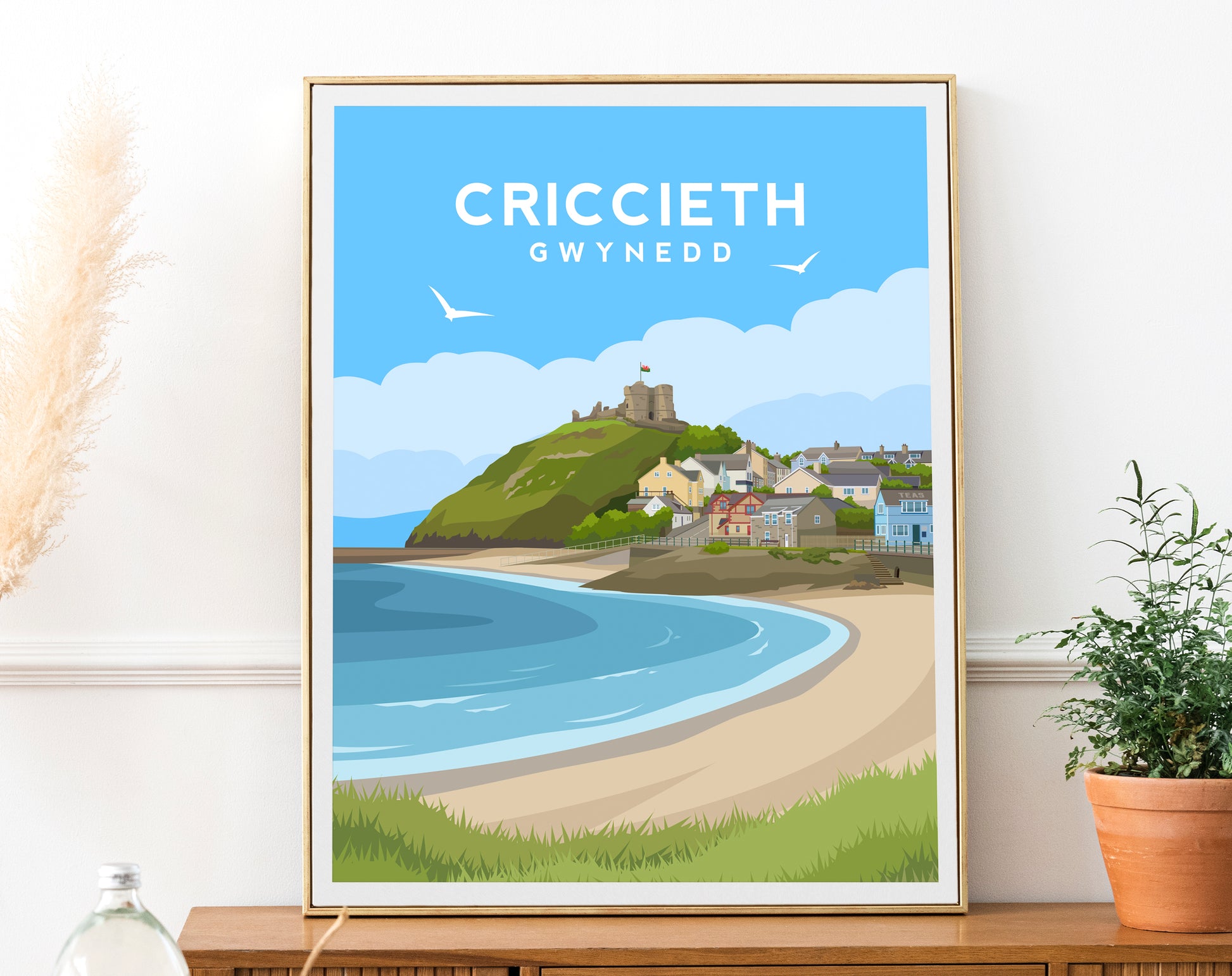 Criccieth Print - Gwynedd Wales Wall Art by Typelab