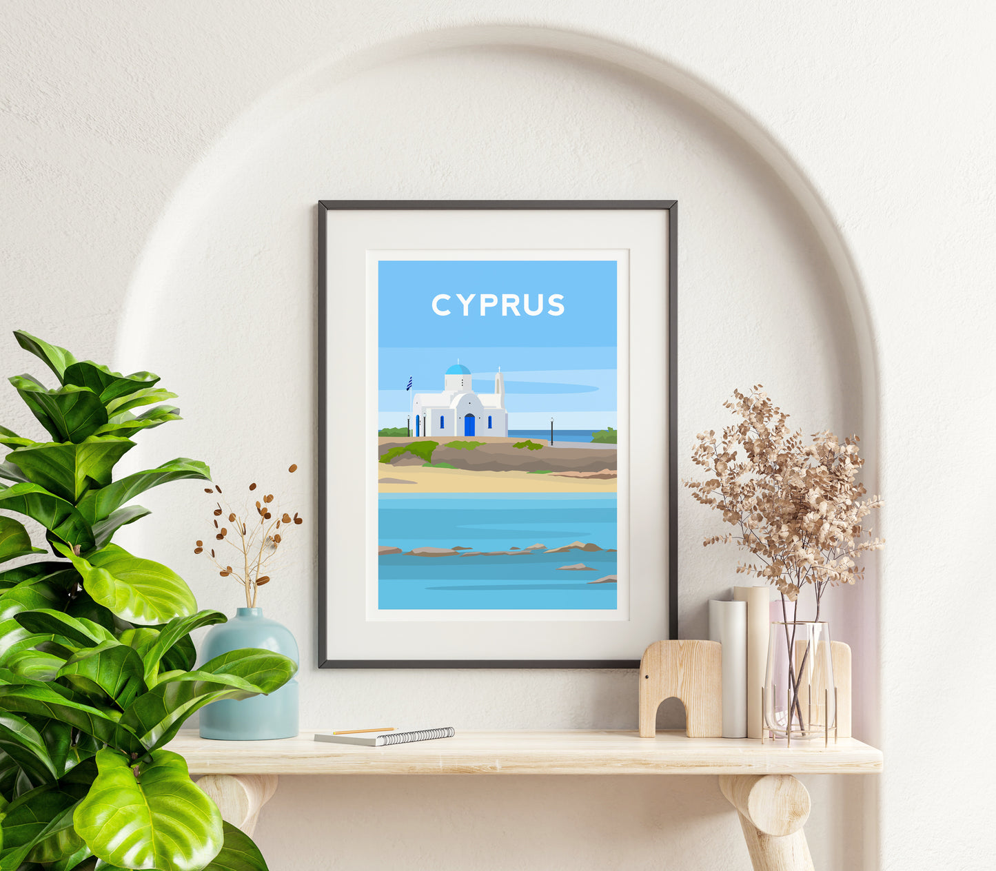 Protaras Cyprus Print | Coastal Travel Wall Art - Typelab