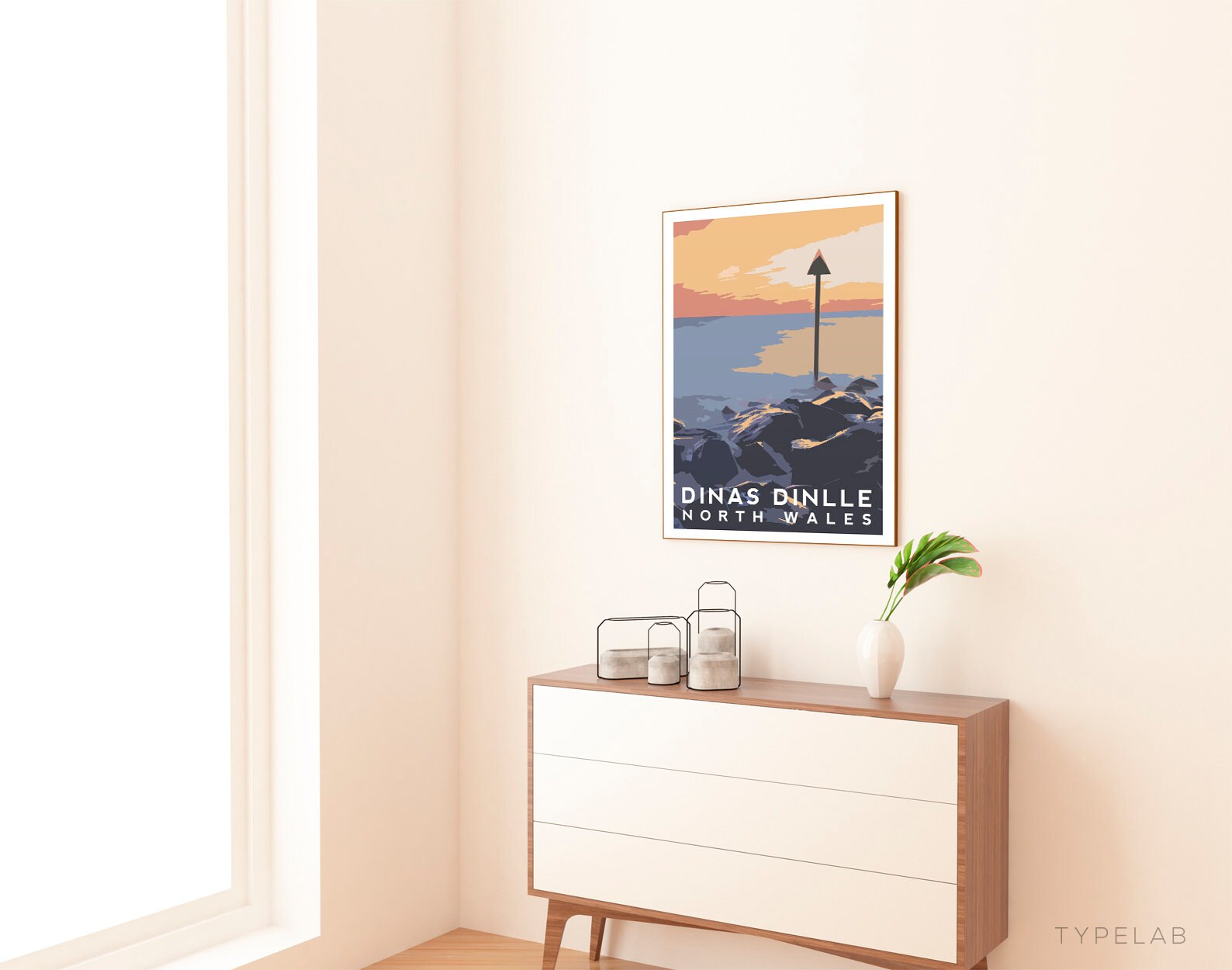 Dinas Dinlle Beach, North Wales Travel Print Typelab