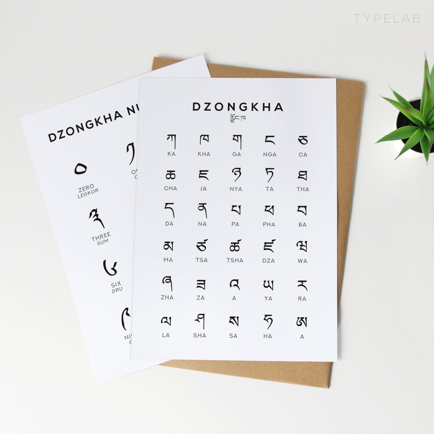 Dzongkha Alphabet Print - Language Learning Wall Art by Typelab