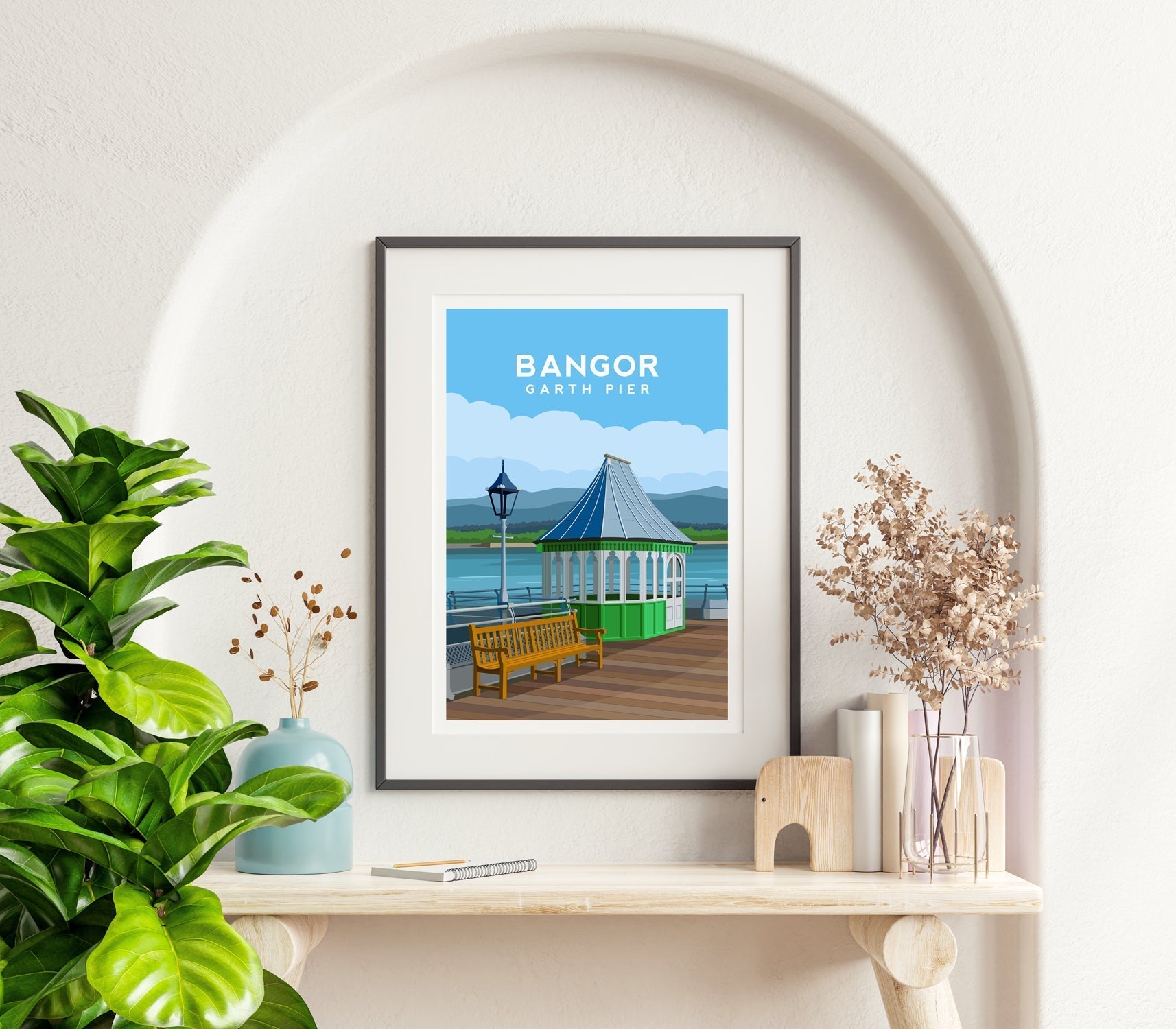 Garth Pier Bangor, North Wales Travel Print Typelab