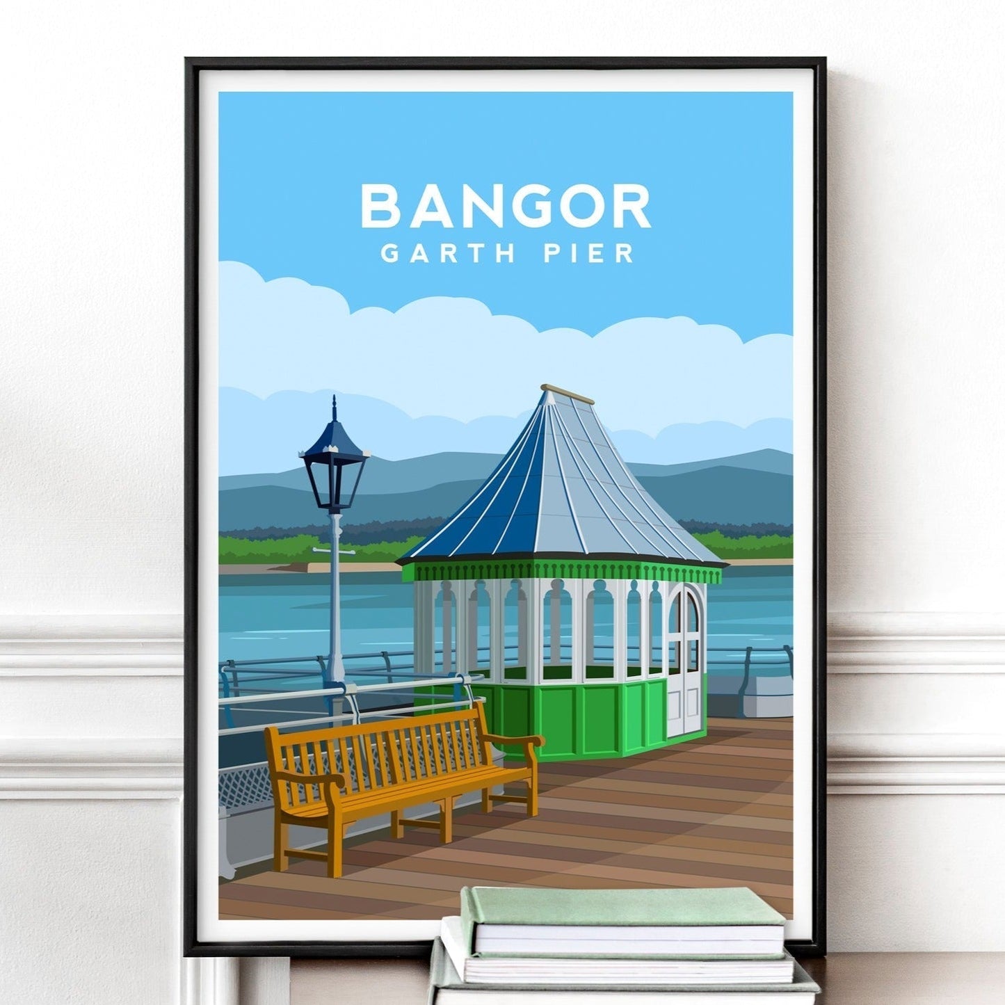 Garth Pier Bangor, North Wales Travel Print Typelab