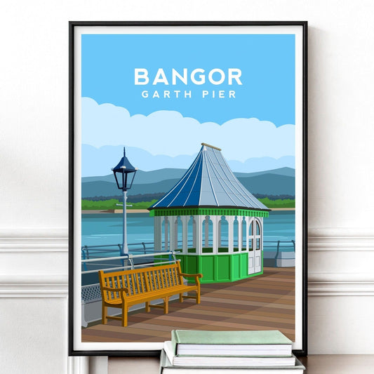 Garth Pier Bangor, North Wales Travel Print Typelab