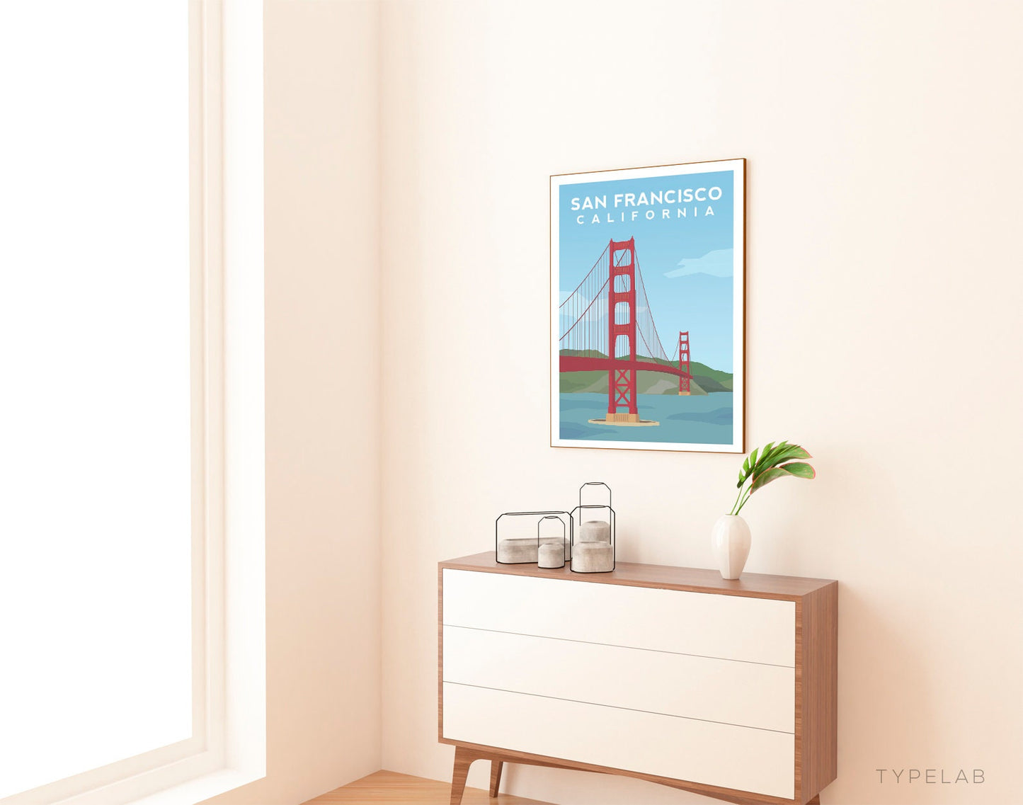 Golden Gate Bridge, San Francisco California Travel Print Typelab