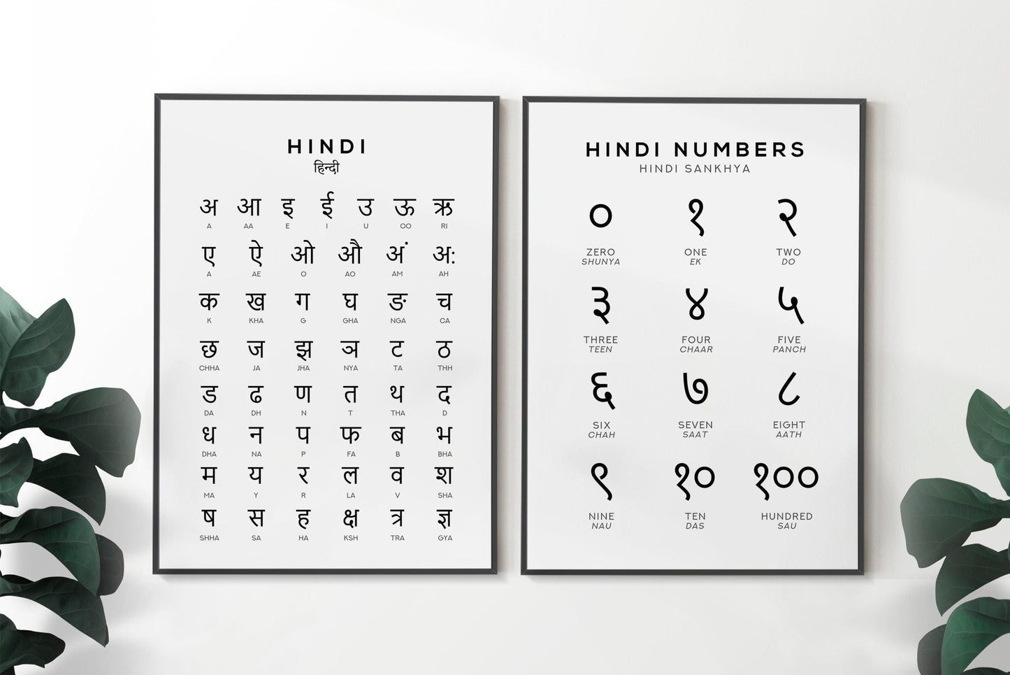 Hindi Alphabet and Number Print Set of 2 Typelab