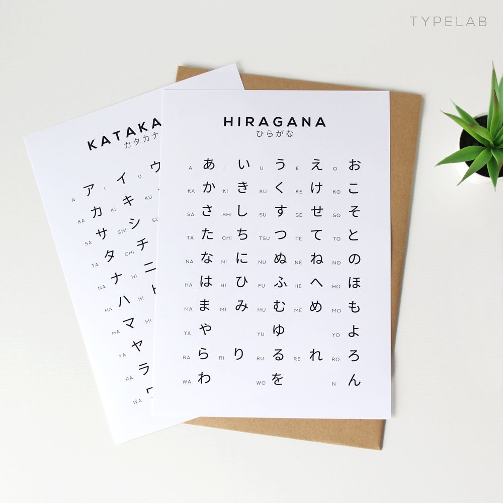 Hiragana And Katakana Japanese Alphabet Print Set of 2 Typelab