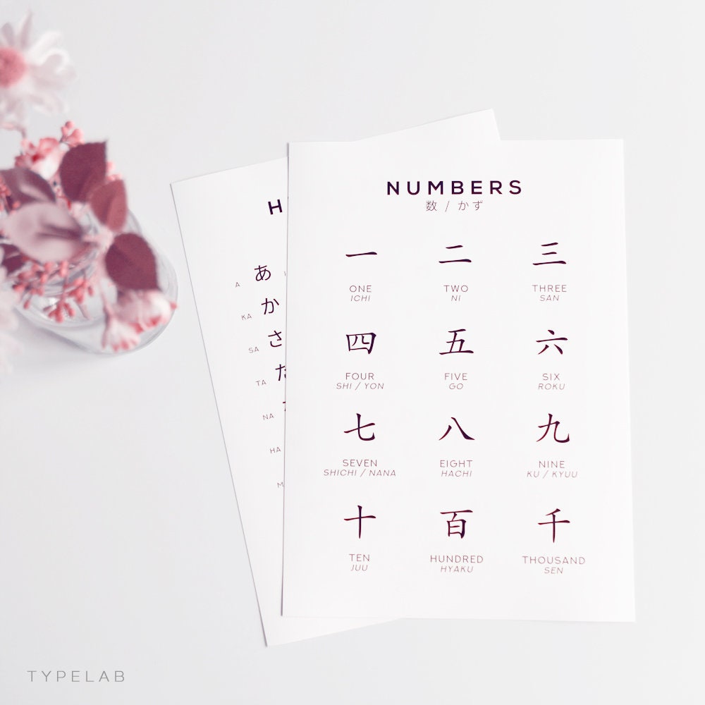 Japanese Kanji Number Print, Language Learning Wall Art Typelab