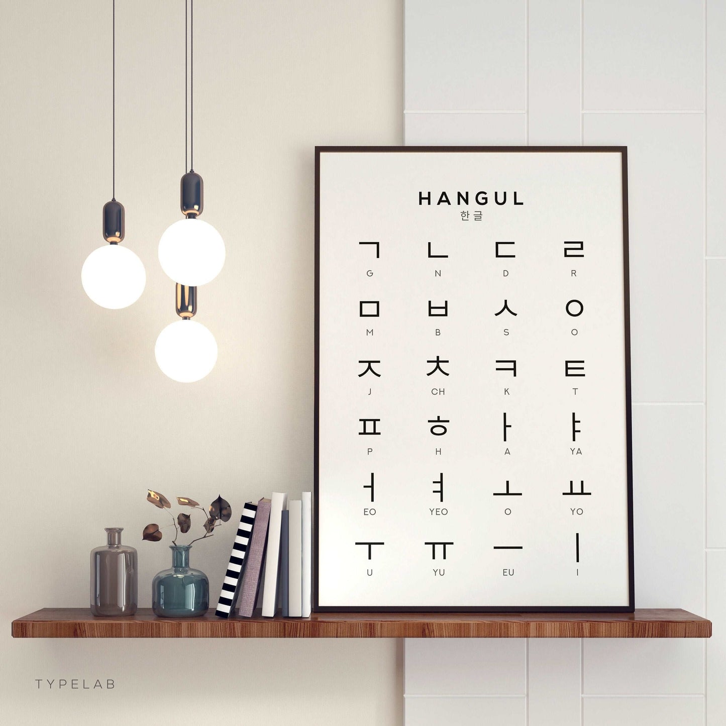 Korean Alphabet Print, Hangul Language Learning Wall Art Typelab
