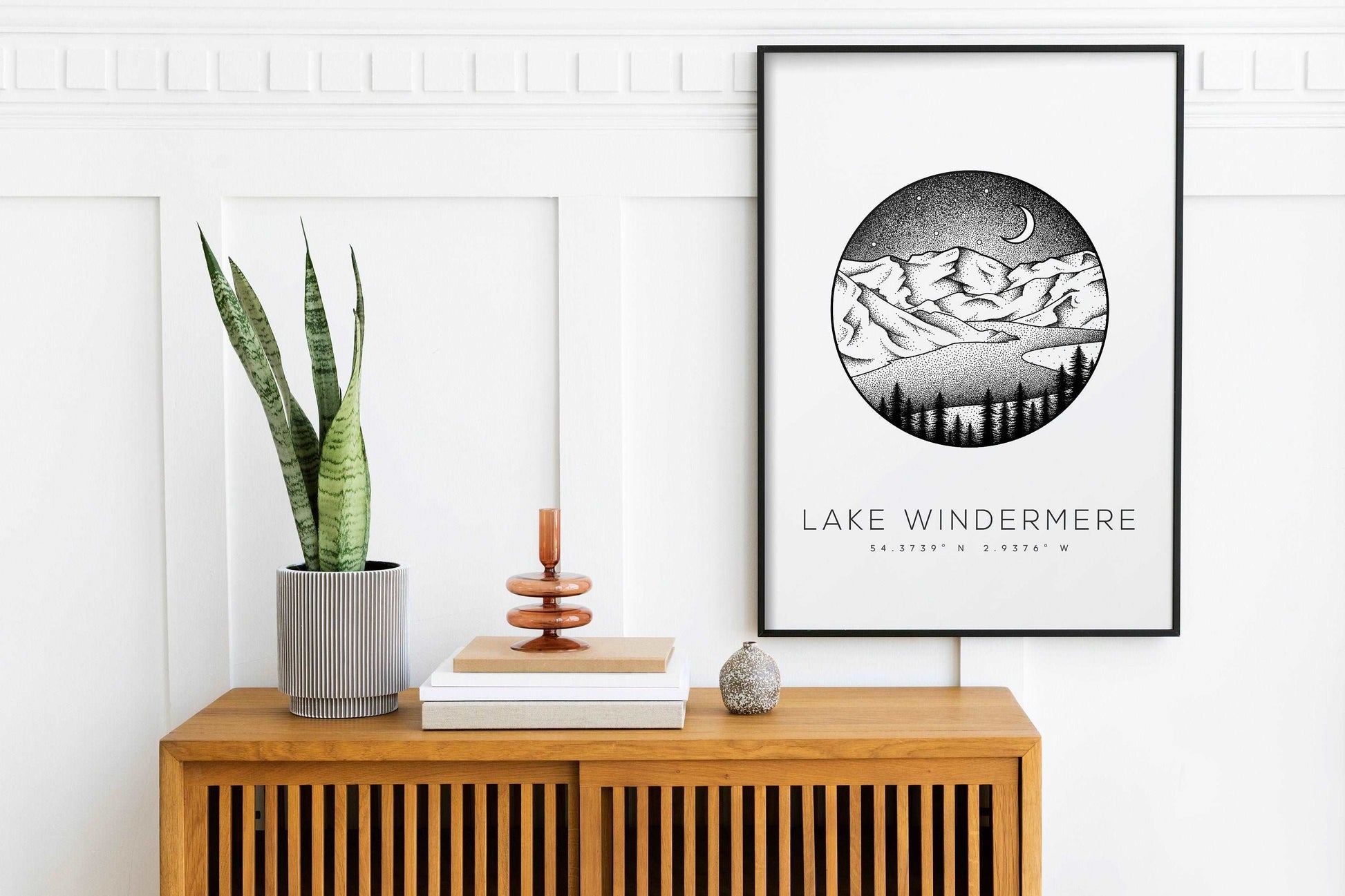 Lake Windermere, Lake District Dotwork Print Typelab
