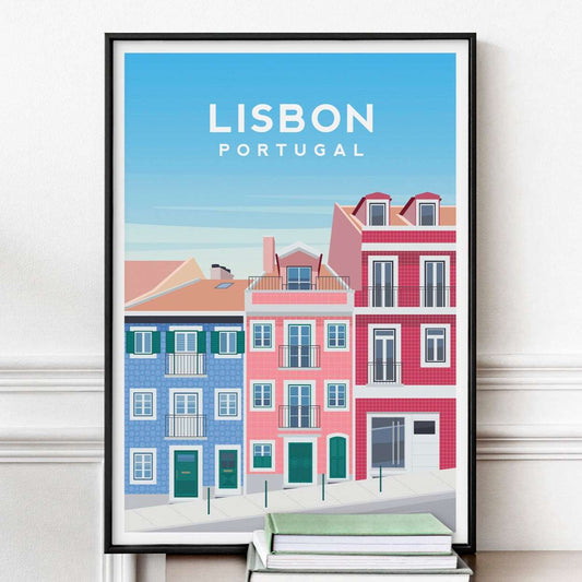 Lisbon Tiled Houses, Portugal Wall Art Typelab