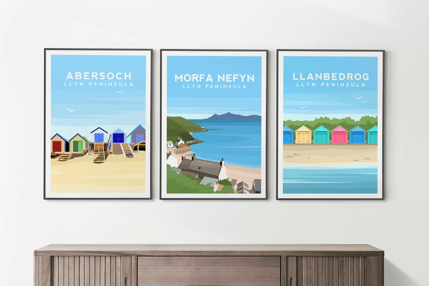 Llanbedrog, Llyn Peninsula Wales Travel Print Typelab