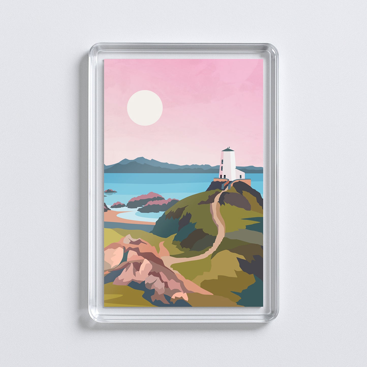 Llanddwyn Anglesey Wales Pink Acrylic Fridge Magnet