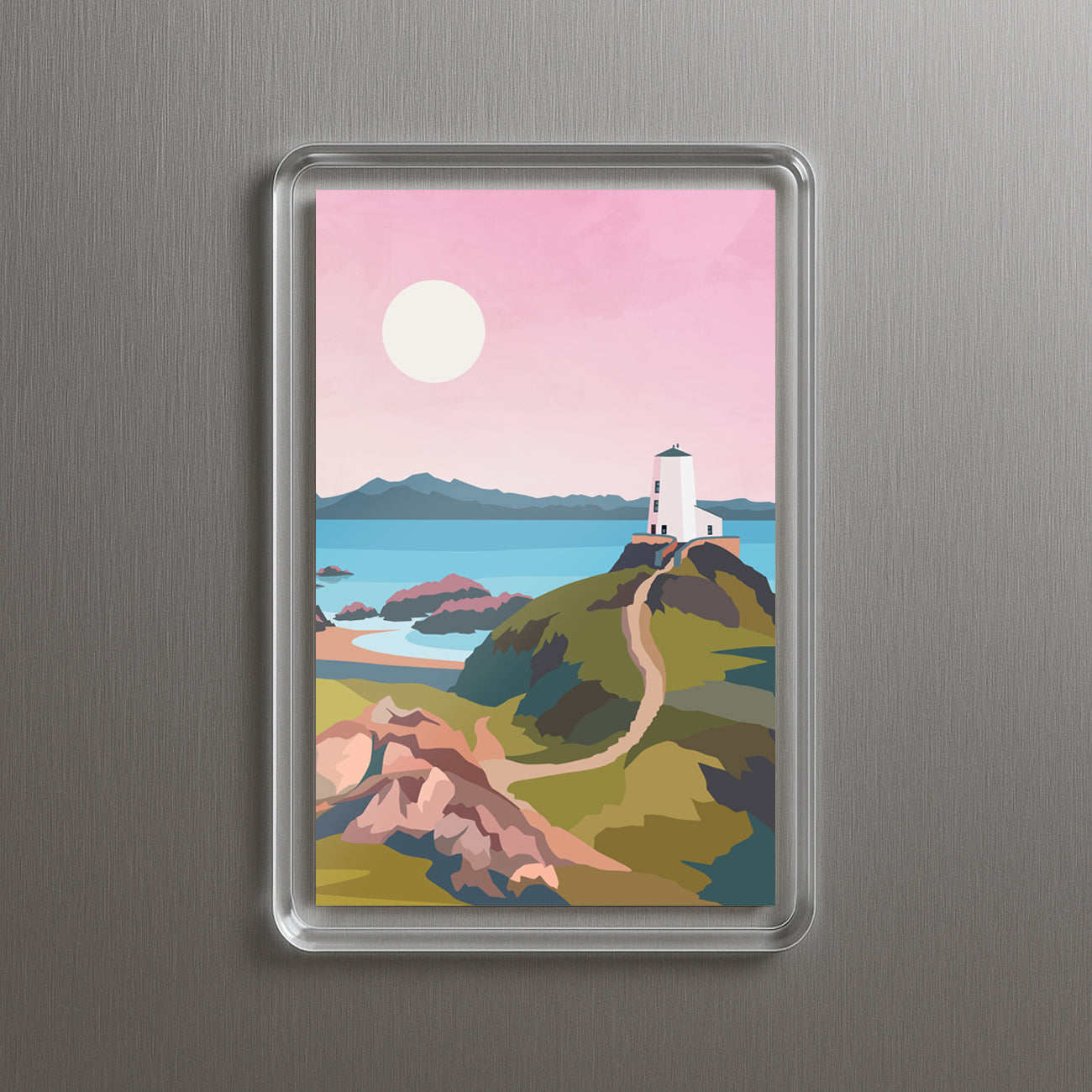 Llanddwyn Anglesey Wales Pink Acrylic Fridge Magnet