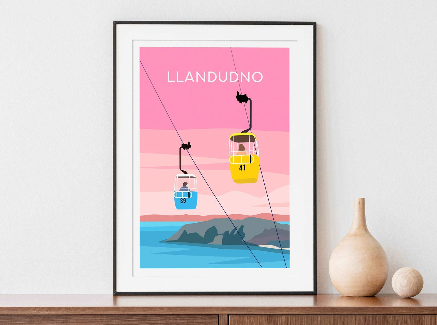 Llandudno, Conwy Wales Pink Travel Print Typelab