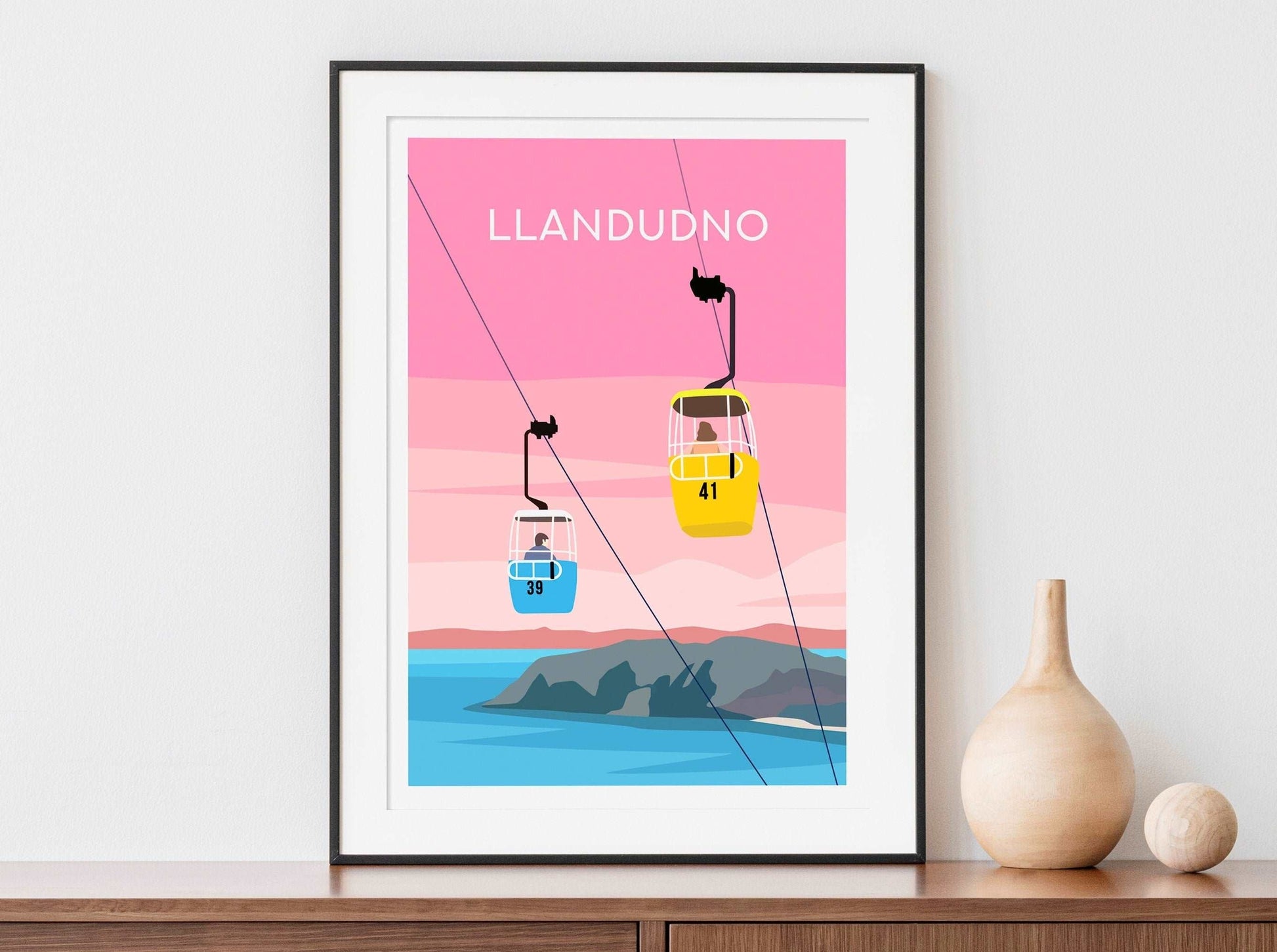 Llandudno, Conwy Wales Pink Travel Print Typelab