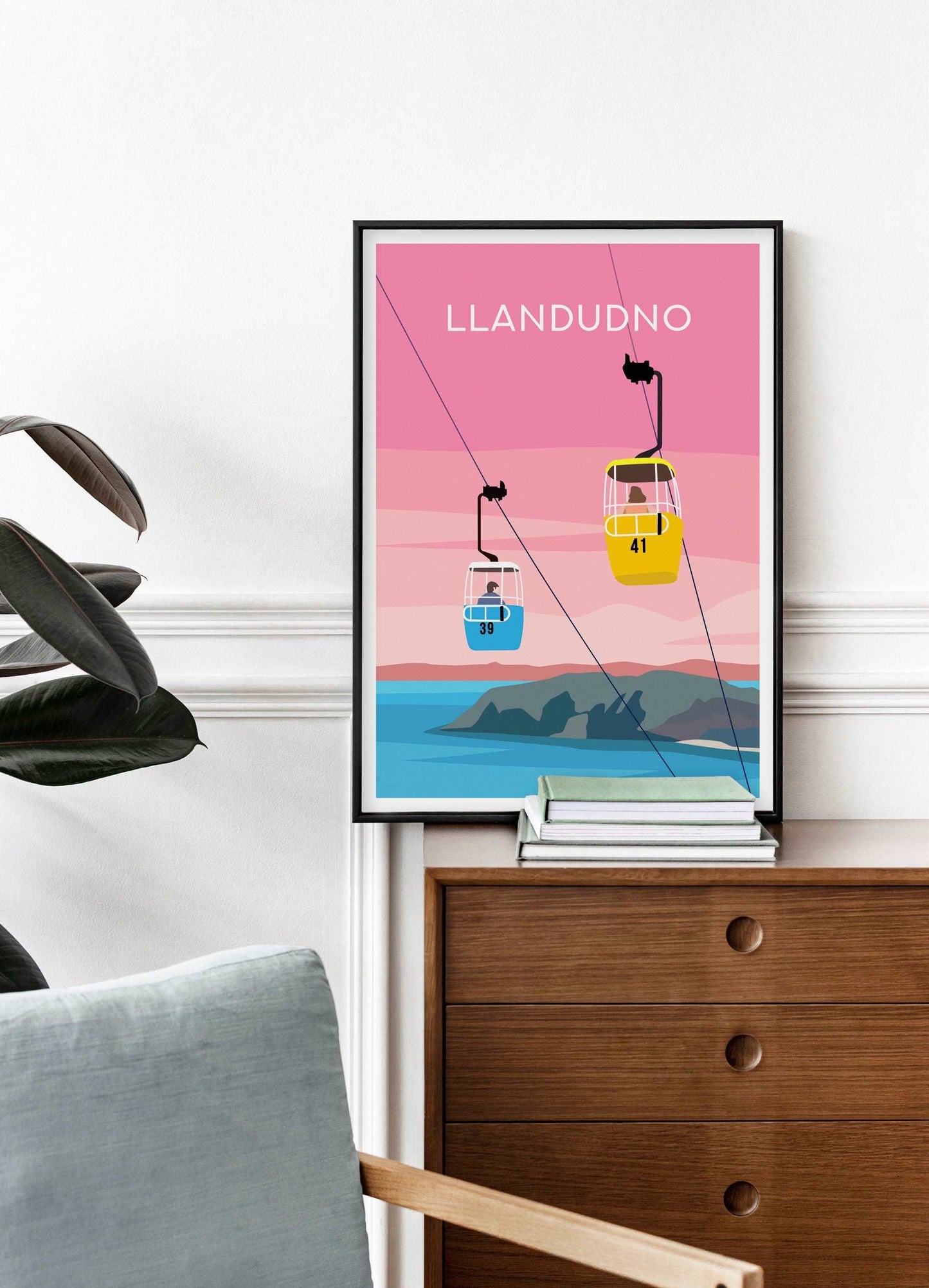 Llandudno, Conwy Wales Pink Travel Print Typelab