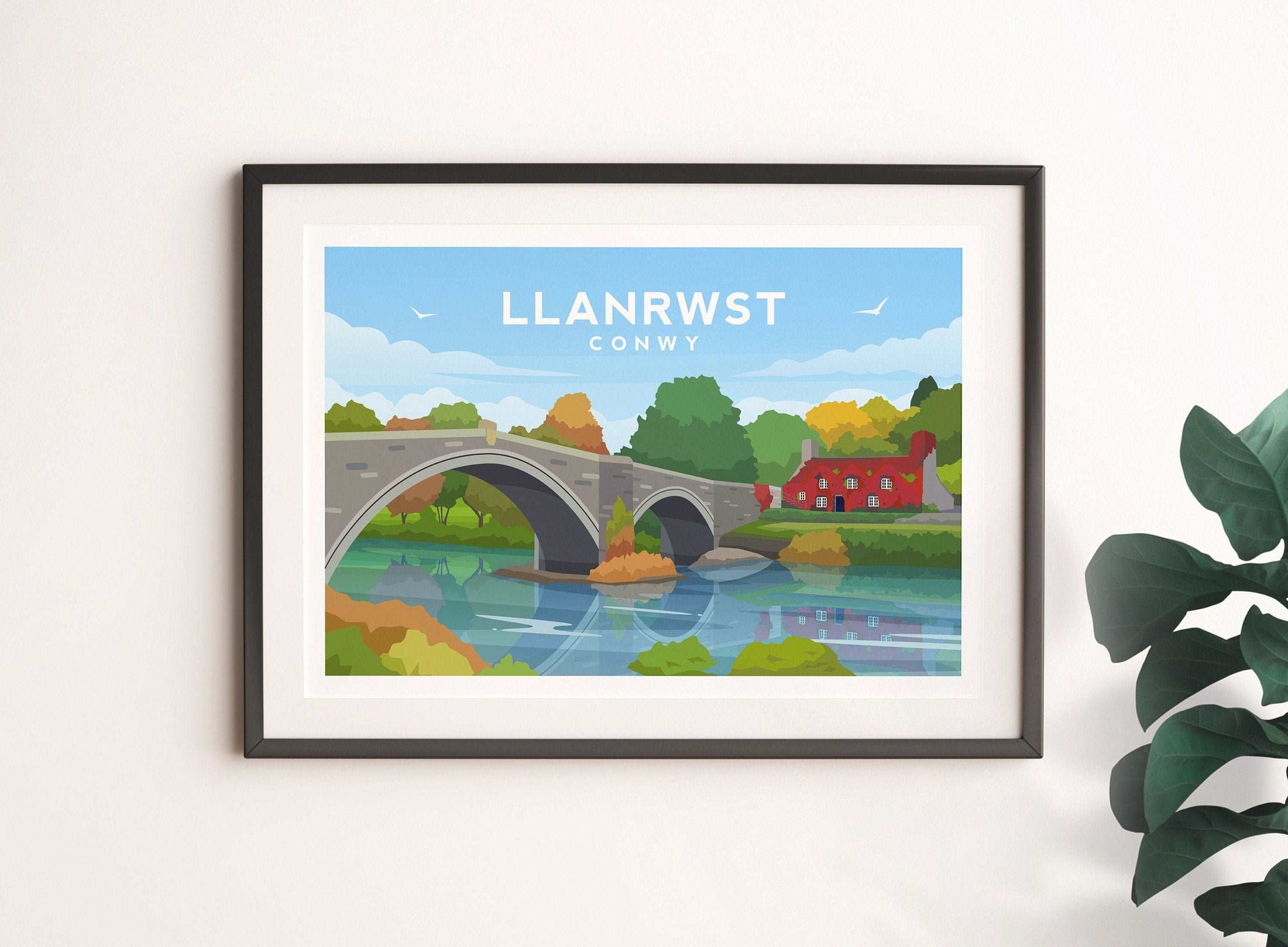 Llanrwst, Conwy Wales Landscape Print Typelab