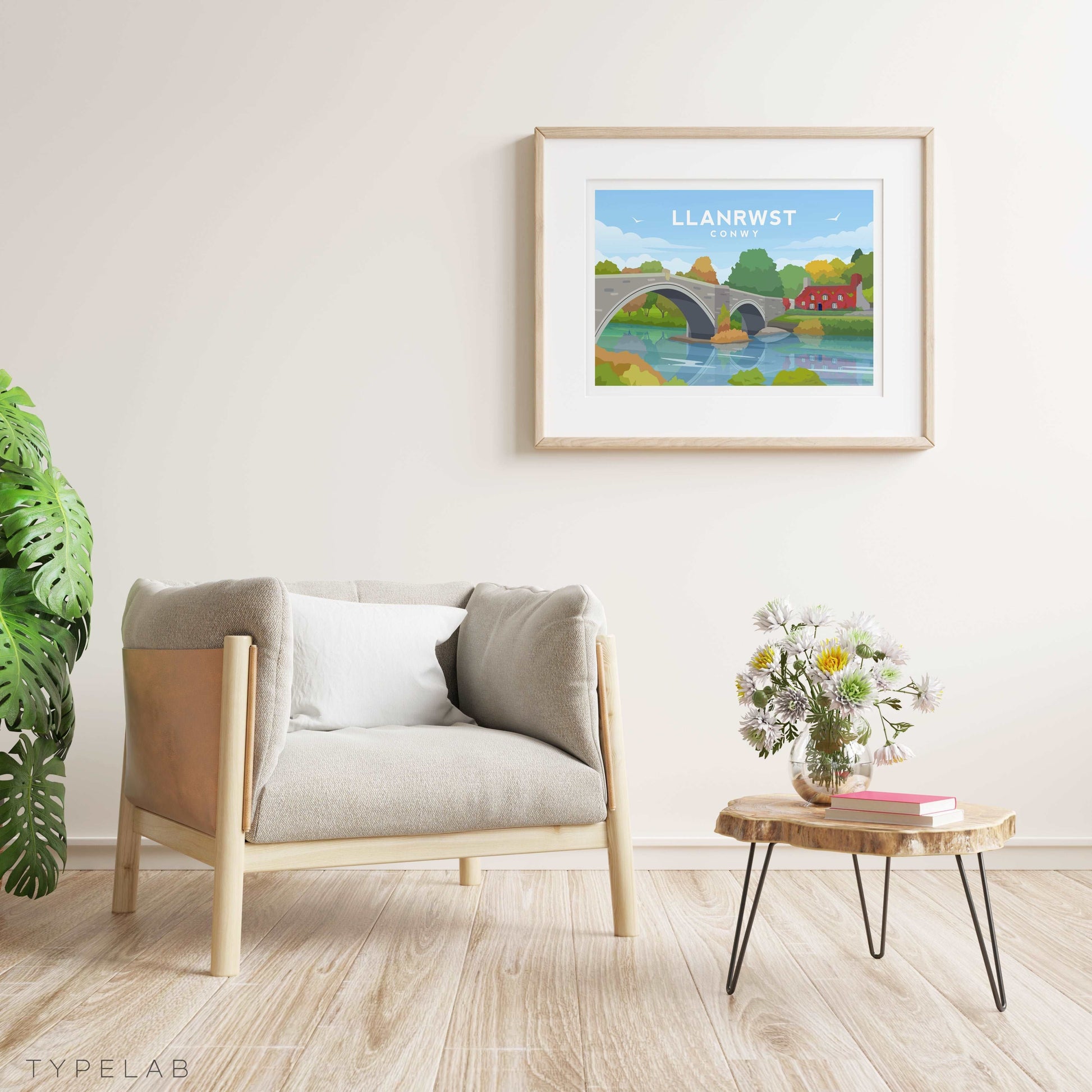 Llanrwst, Conwy Wales Landscape Print Typelab